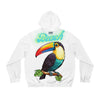 Rich Vibes RR Volt White Tropical Beach Bird 1.5 - Men's Full-Zip Hoodie (AOP)