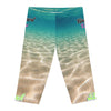 Vineyard VV Aqua Print Beach Vibes 3.0 - Women's Capri Leggings (AOP)