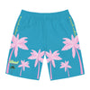Rich Vibes Turquoise Tropical Pink Palm Tree Beach Chill Vibes 1.2 - Men's Board Shorts (AOP)