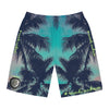 Rich Vibes Volt Teal Blue Tiger Shield Turquoise - Men's Board Shorts (AOP)