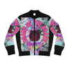 Vineyard Vibes Brand Of The Brave - Women's Black Bomber Jacket (AOP)