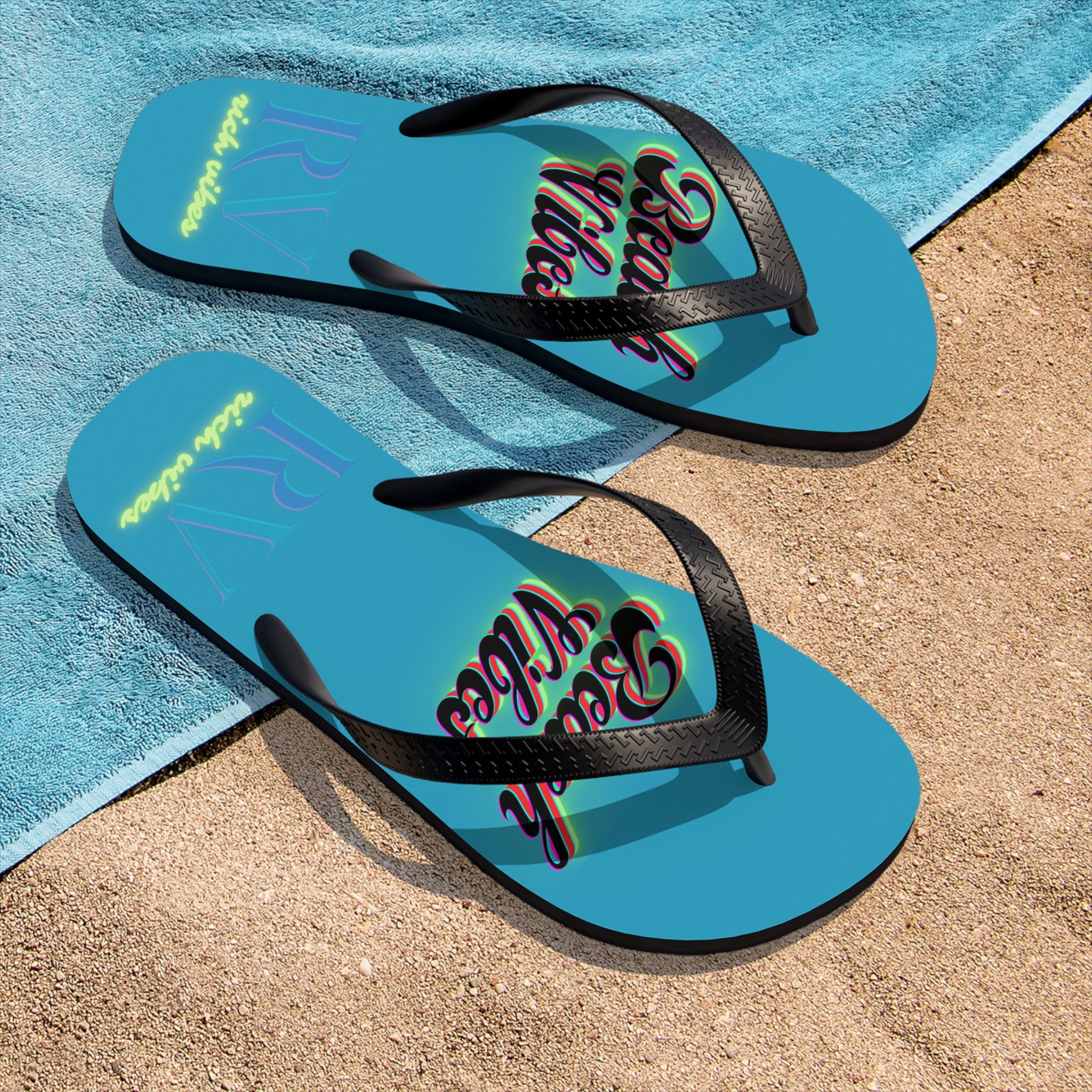 Rich Vibes RV Neon Beach Vibes - Unisex Flip-Flops - L
