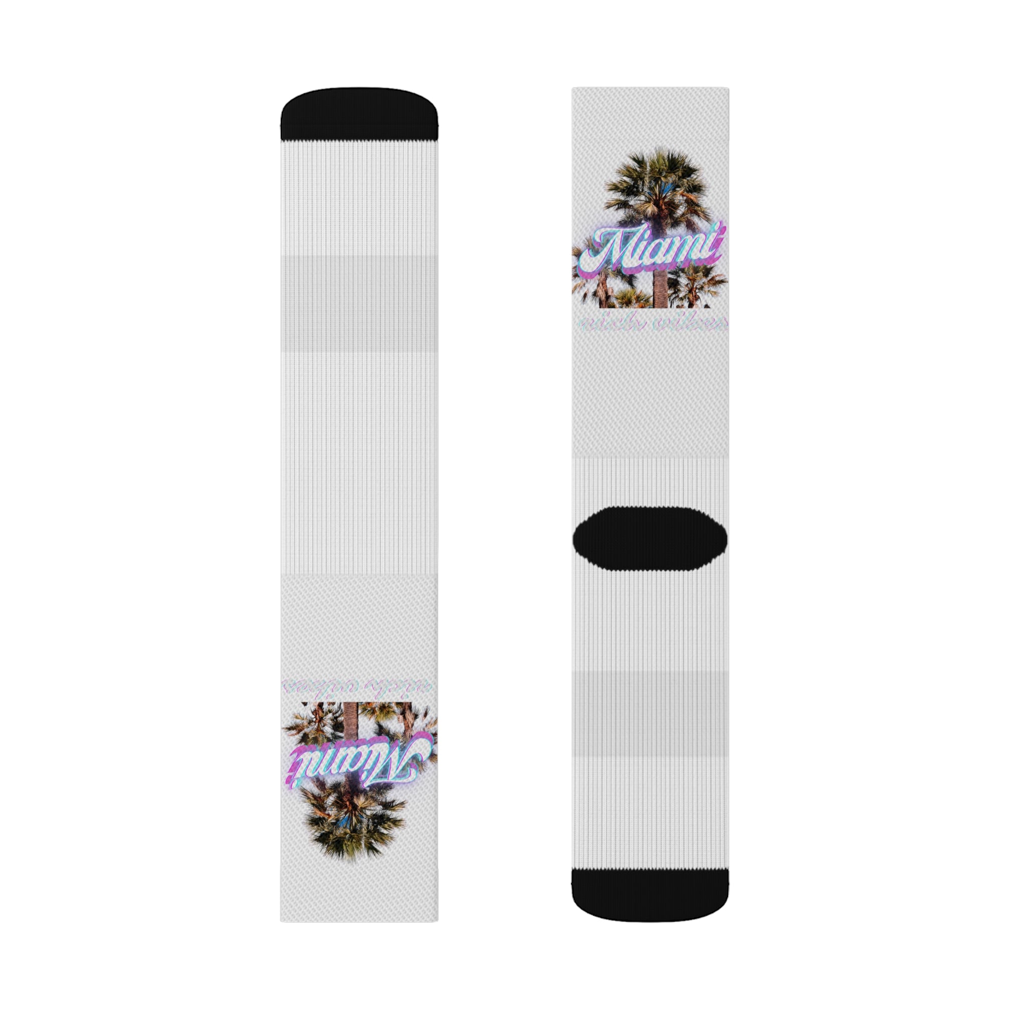 Rich Drip Miami Palm Tree Silhouette - Sublimation Socks White