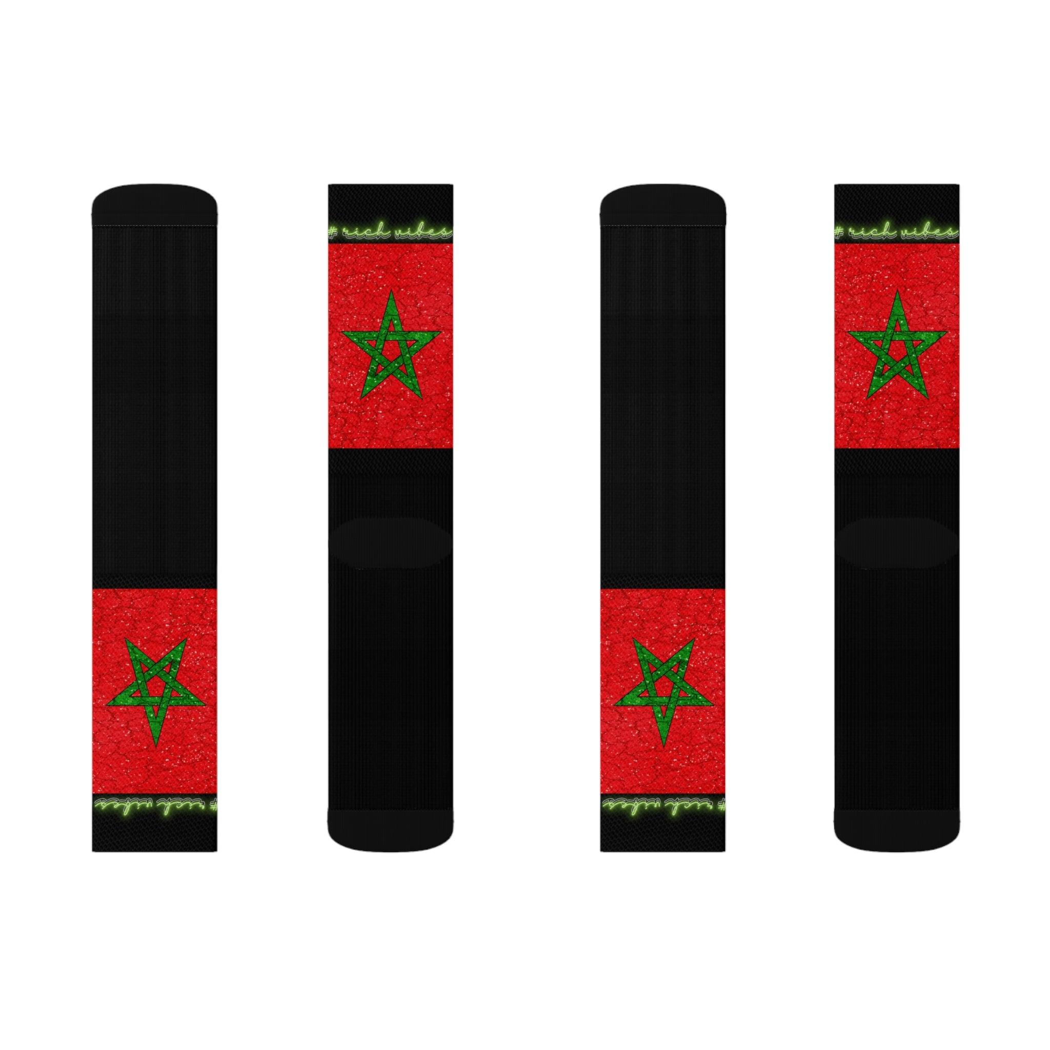 Rich Vibes Volt Moroco Grunge Flag Black - Sublimation Socks