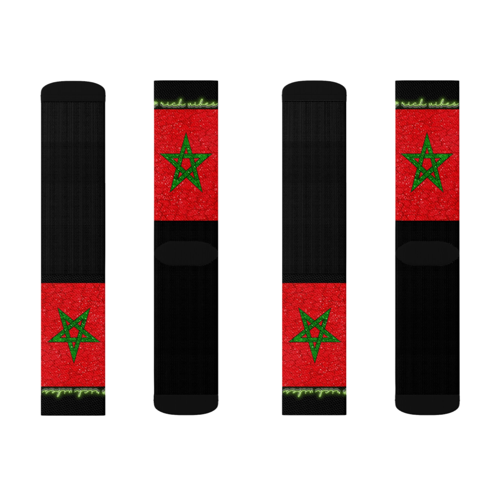 Rich Vibes Volt Moroco Grunge Flag Black - Sublimation Socks