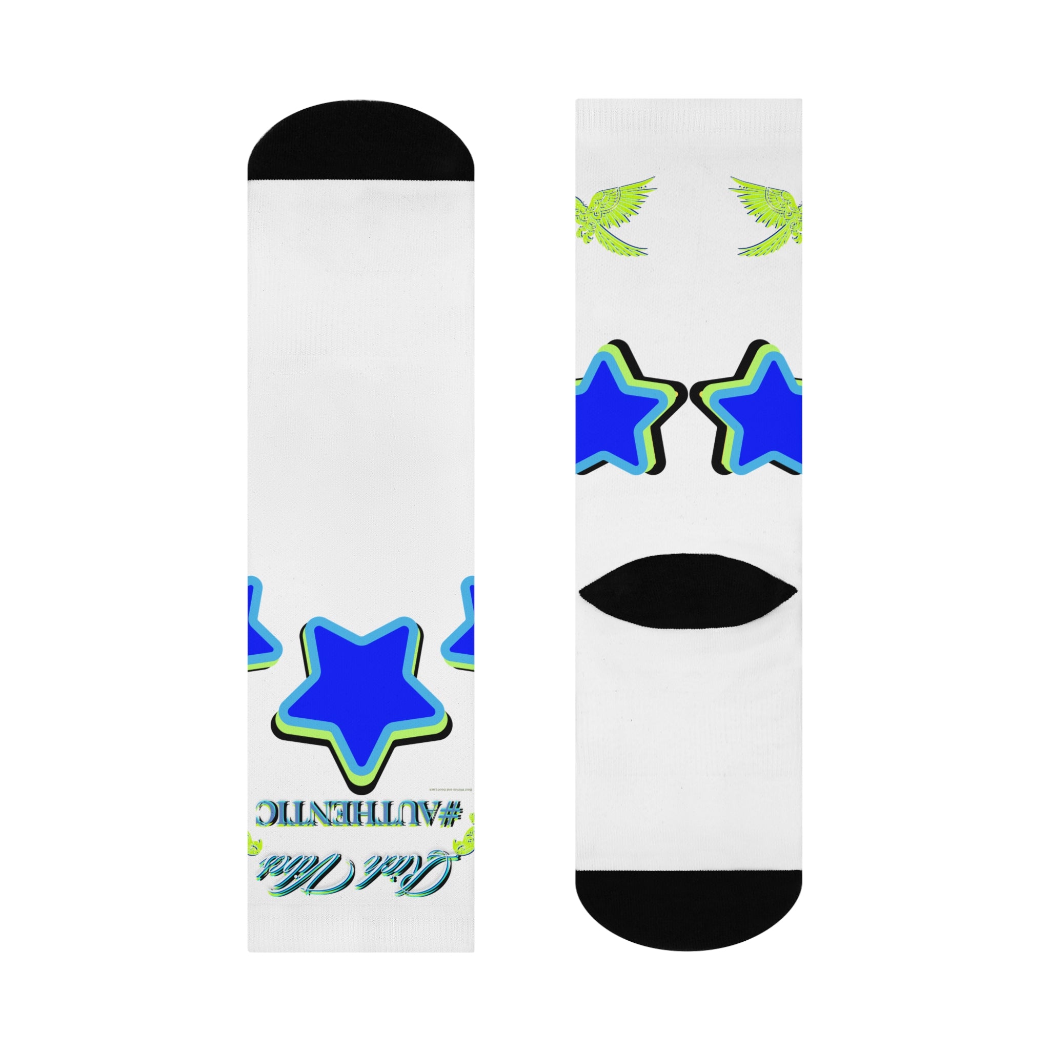 Rich Vibes Authentic Volt Blue Stars B  - Cushioned Crew Socks (White)