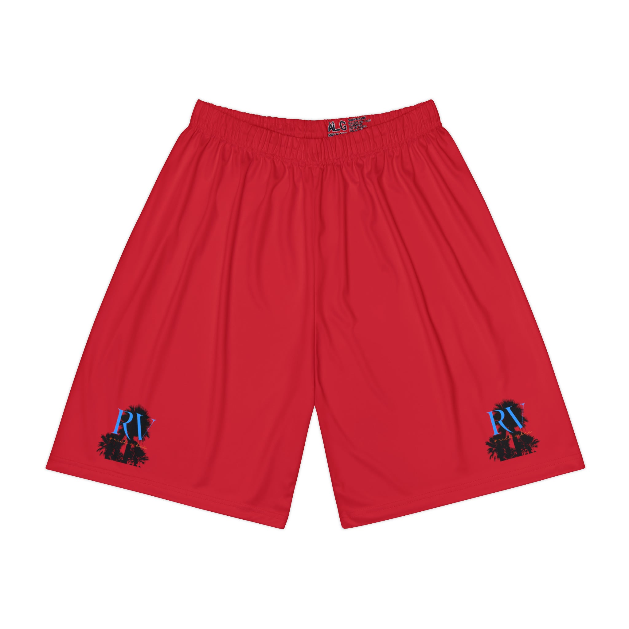 Rich Vibes RV Palm Tree Silhouette Men’s Sports Shorts (AOP) Red
