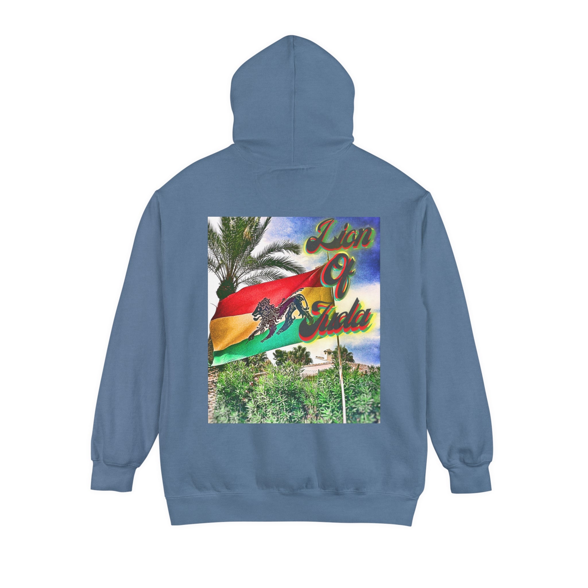Jamaica Lion Of Judah Flag Blue Jean - Garment-Dyed Hoodie