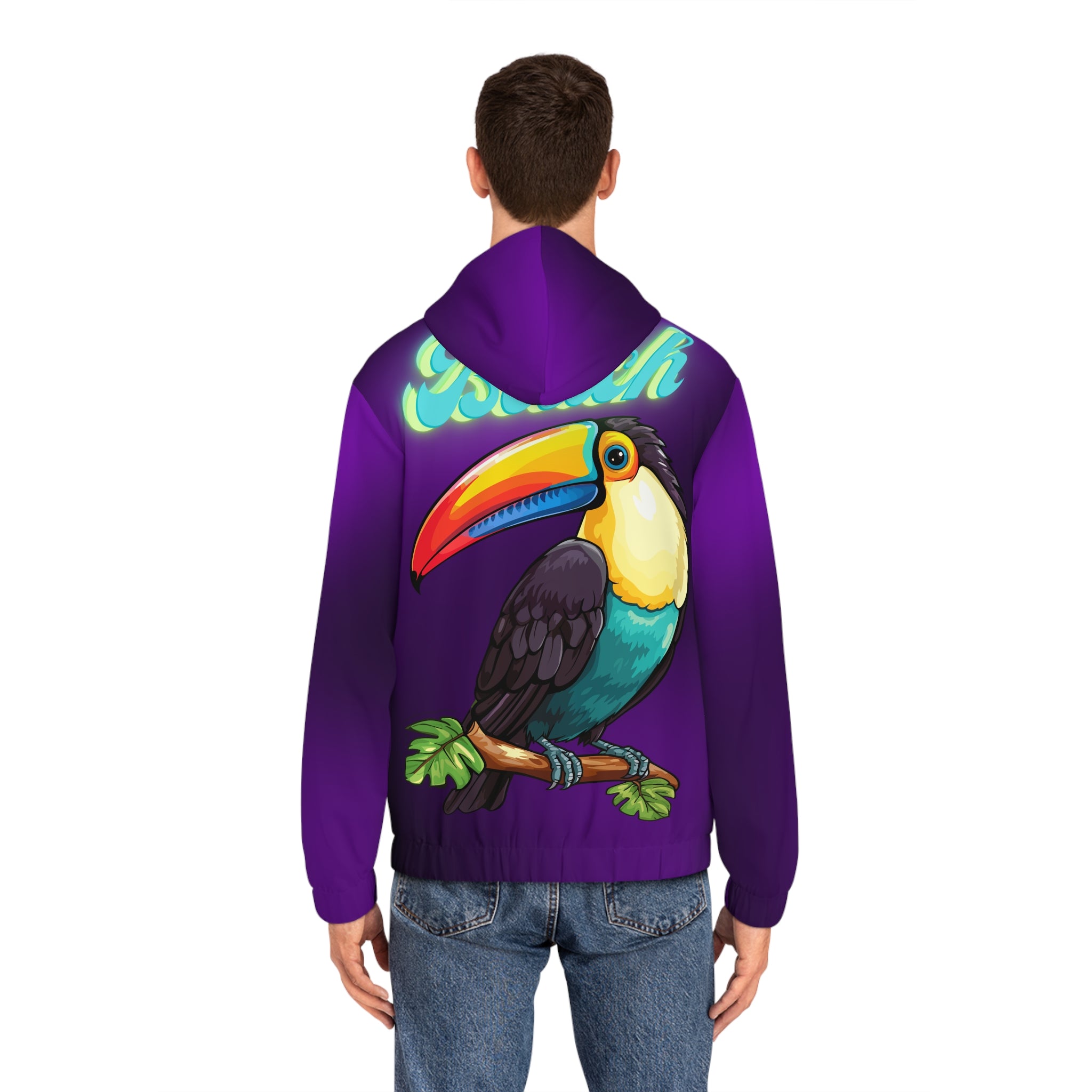Rich Vibes RR Volt Purple Tropical Beach Bird 1.5 - Men's Full-Zip Hoodie (AOP)