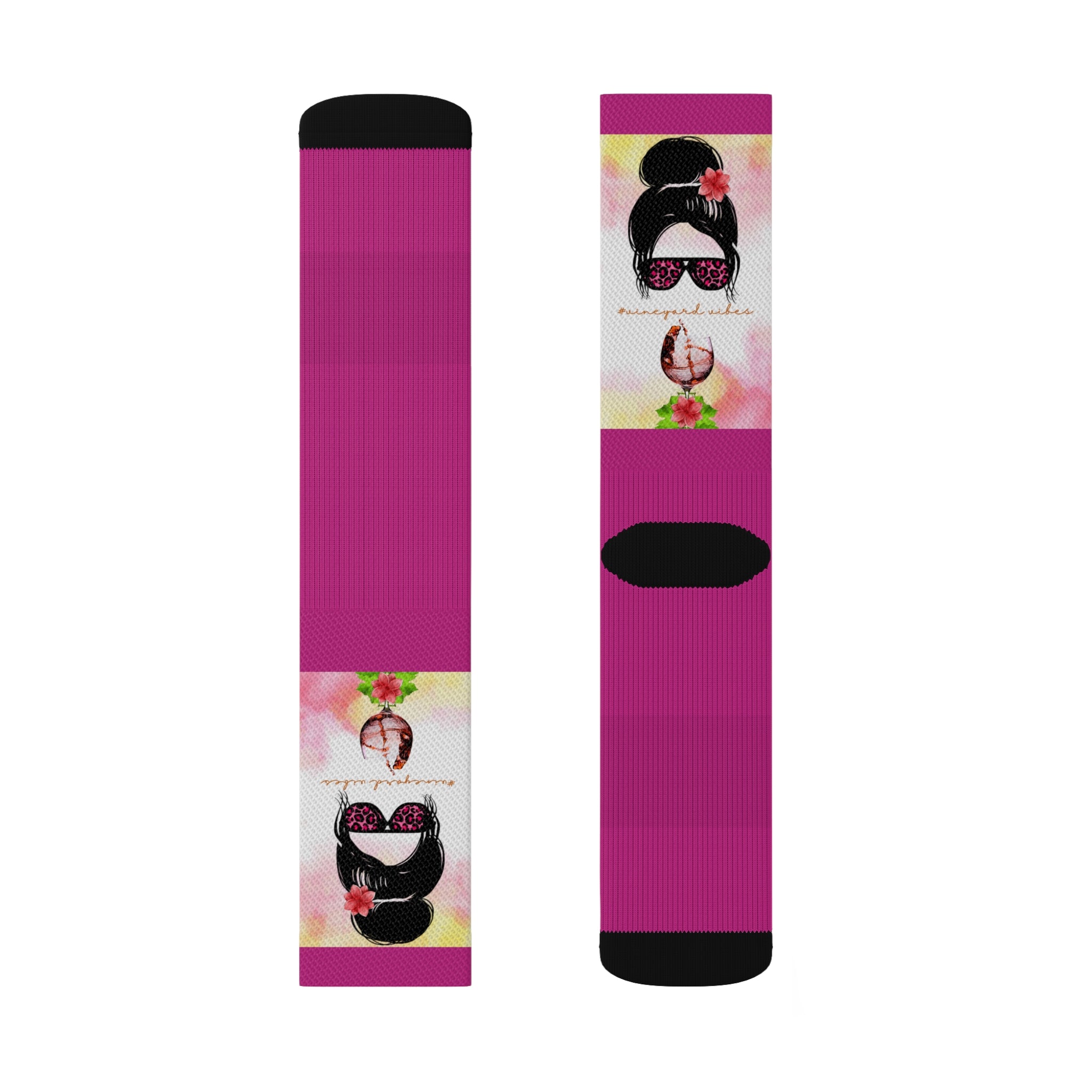 Vineyard Vibes Pink Water Colors Pink - Sublimation Socks