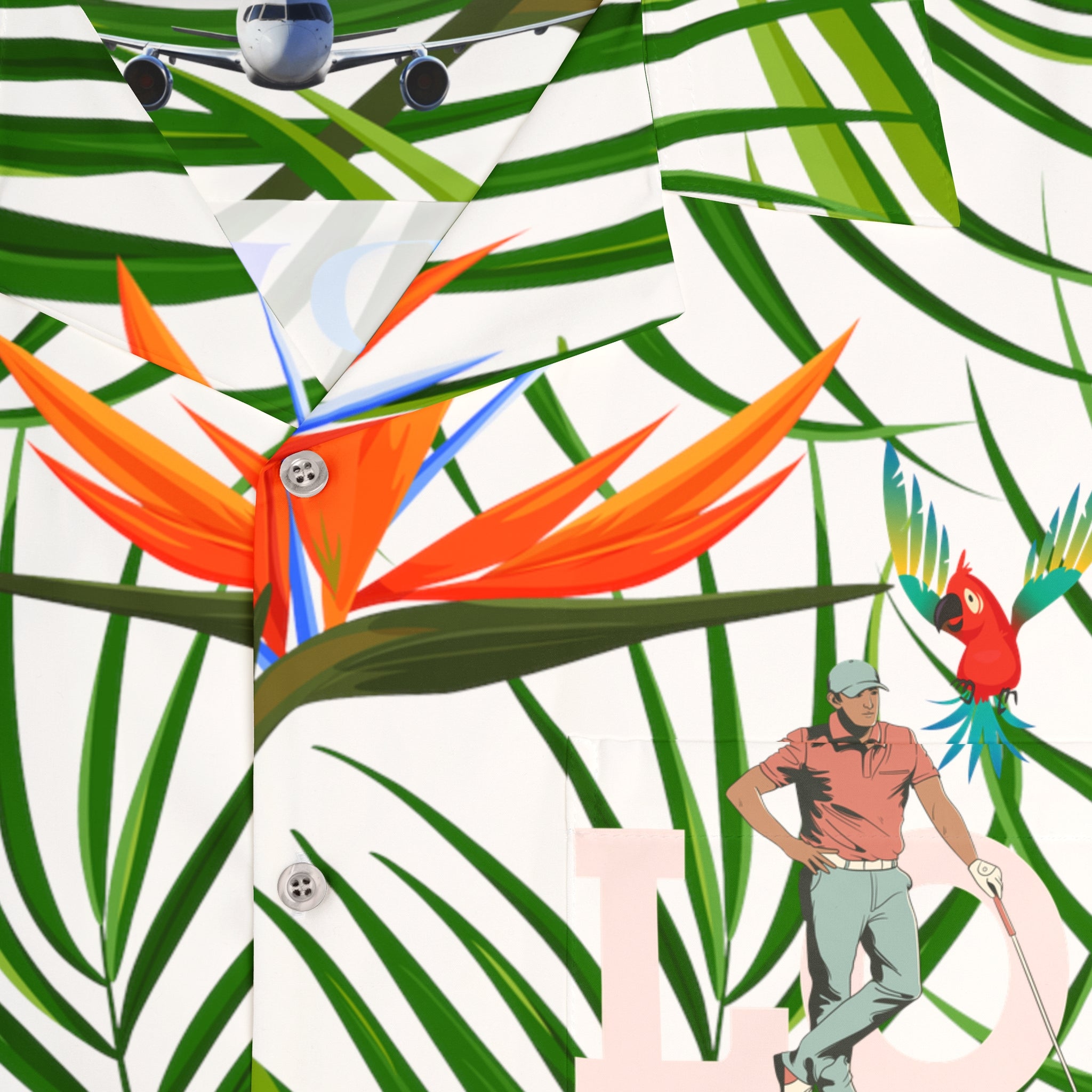 Rich Vibes Tropical RV Golfer's Love - Men's Hawaiian Shirt (AOP)White