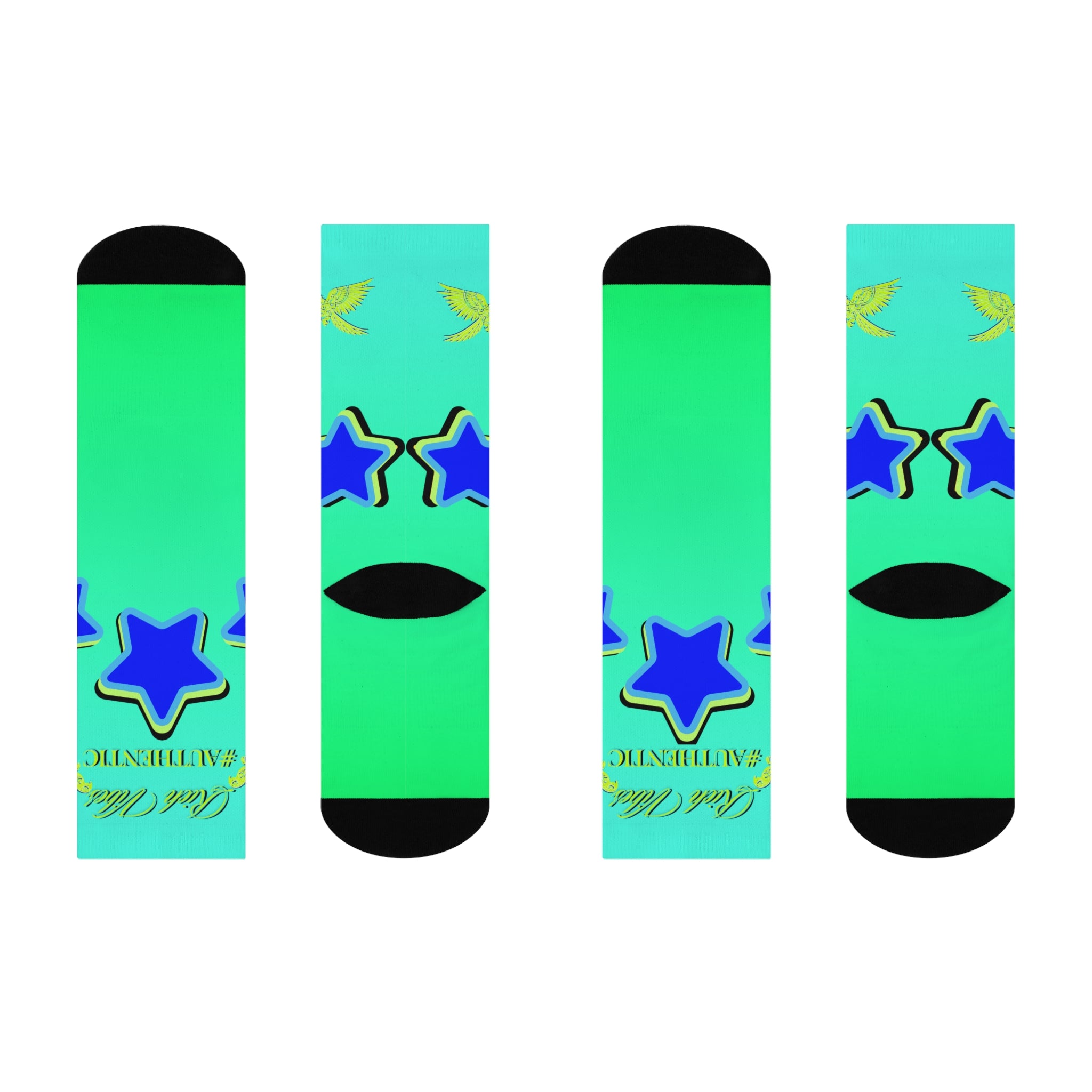 Rich Vibes Authentic Volt Blue Stars - Cushioned Crew Socks (Sea Green)