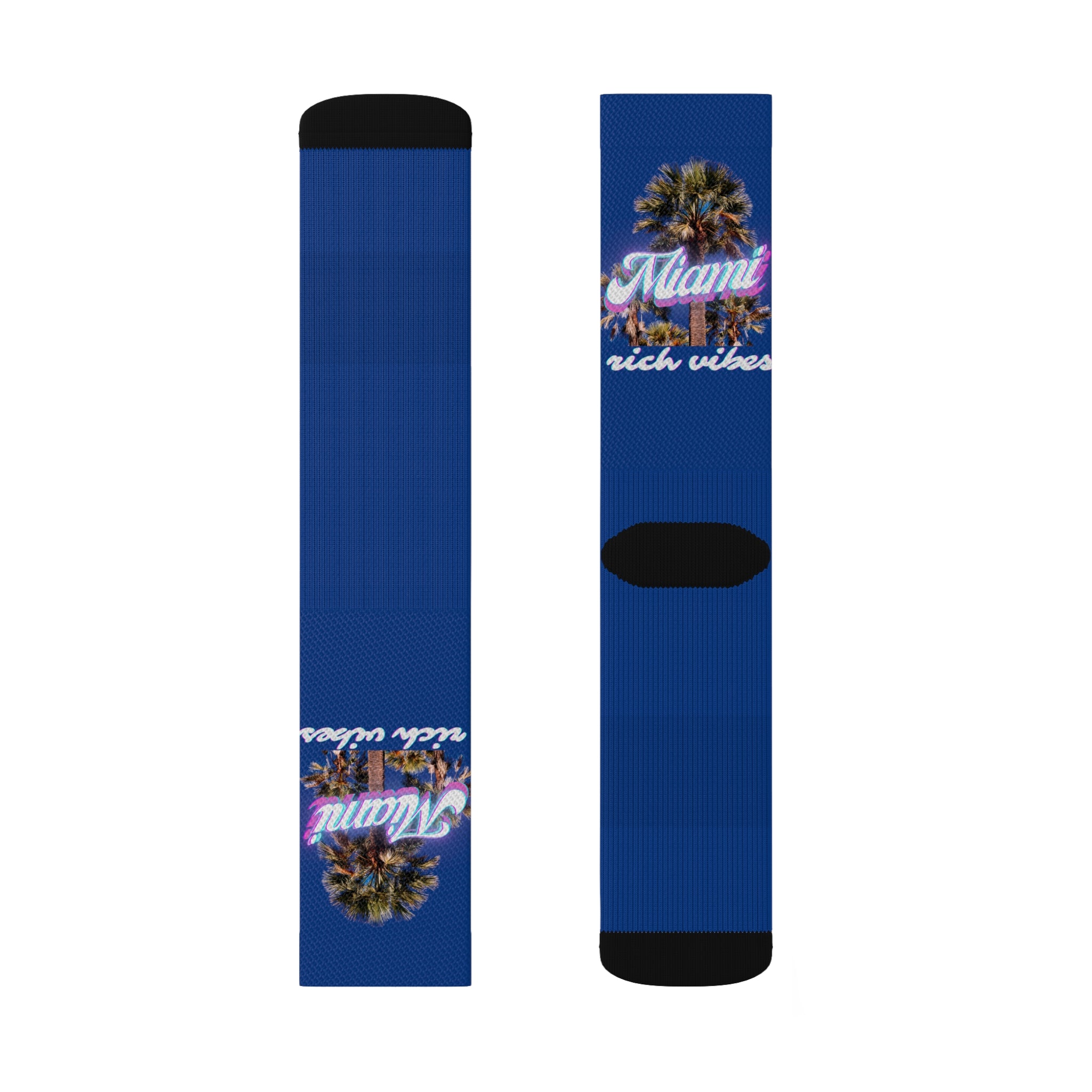 Rich Drip Miami Palm Tree Silhouette - Sublimation Socks Royal Blue