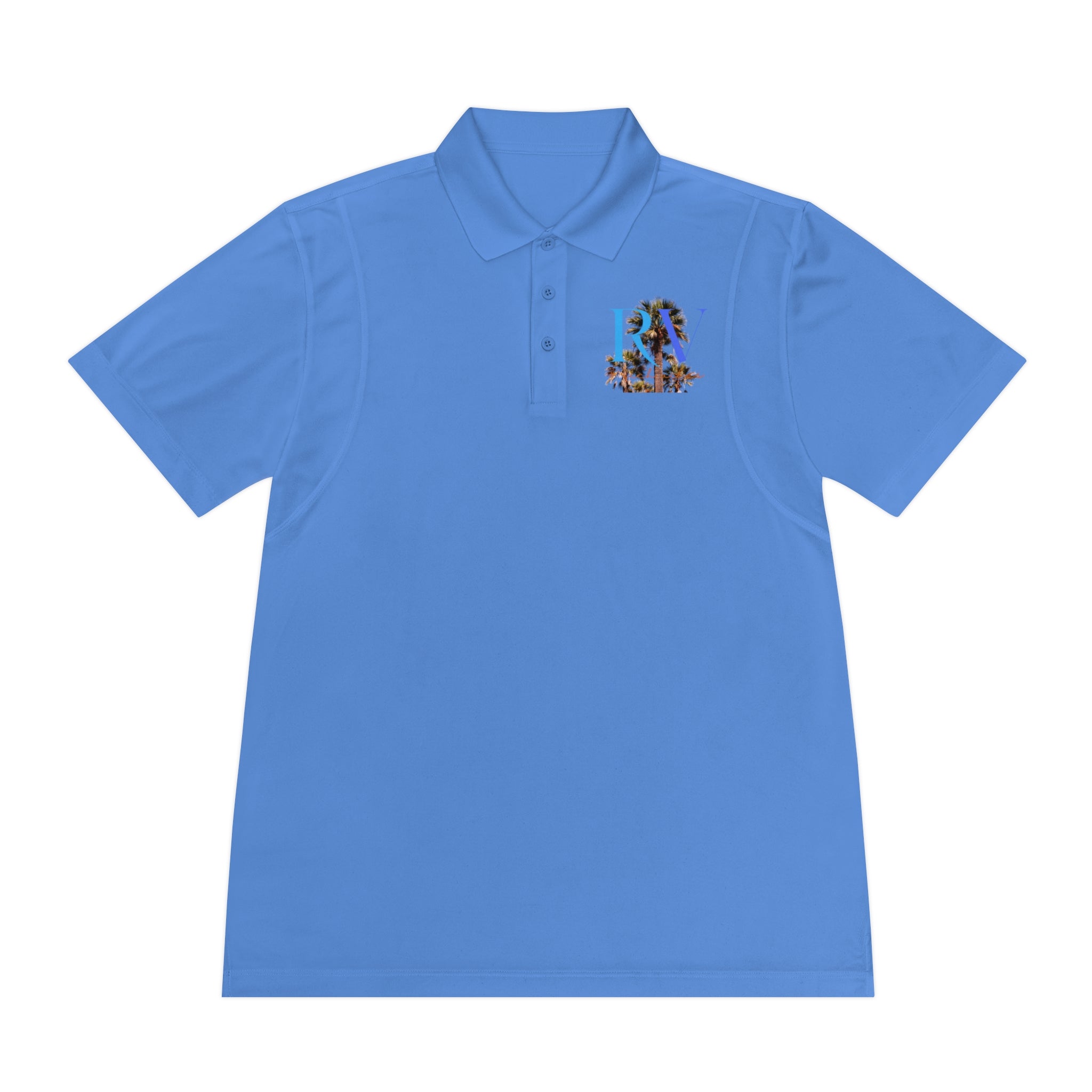 Rich Vibes Palm Trees RV Logo Blue Skies - Men's Sport Polo Shirt