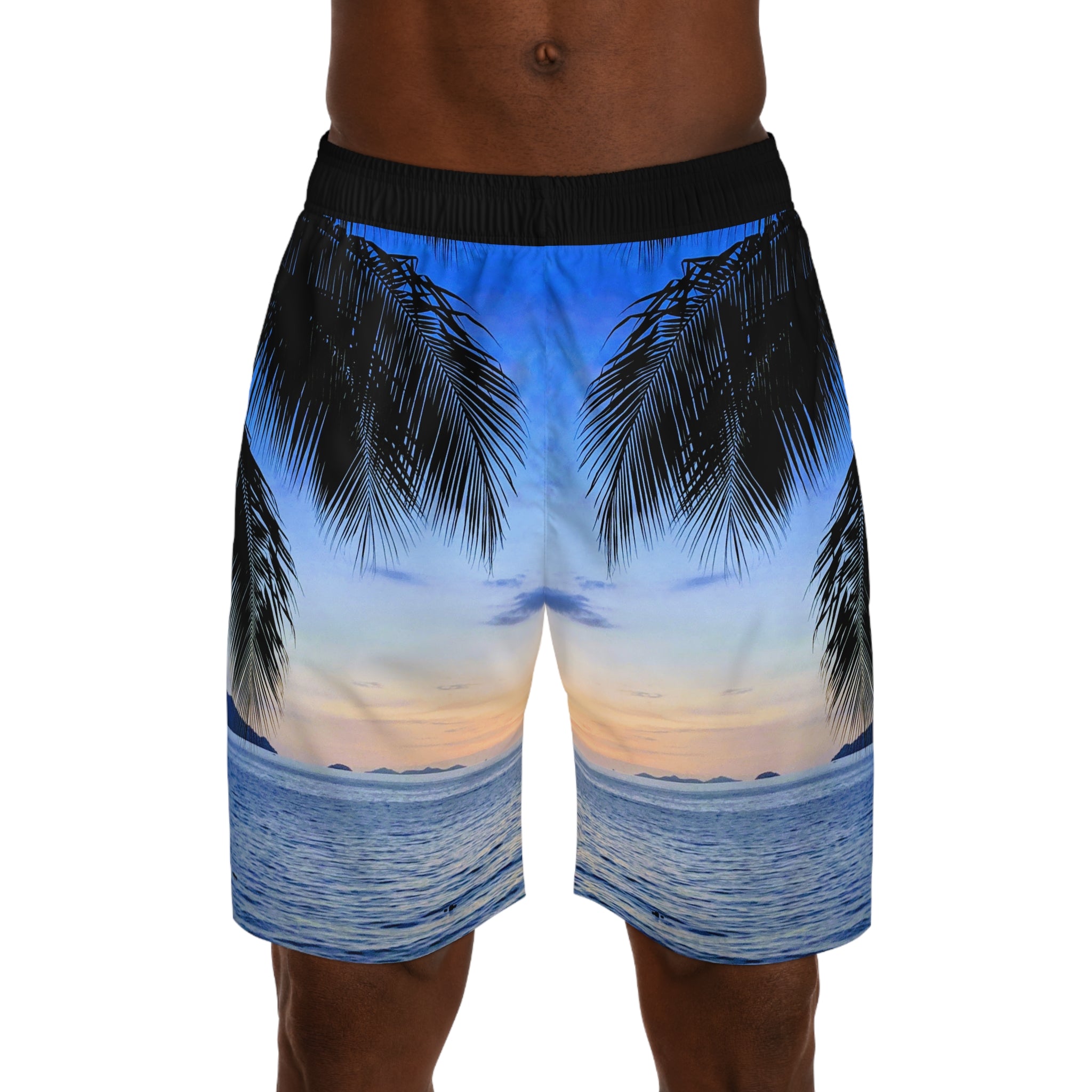 Rich Vibes Volt Blue Sky Sunset - Men's Jogger Shorts (AOP)Black