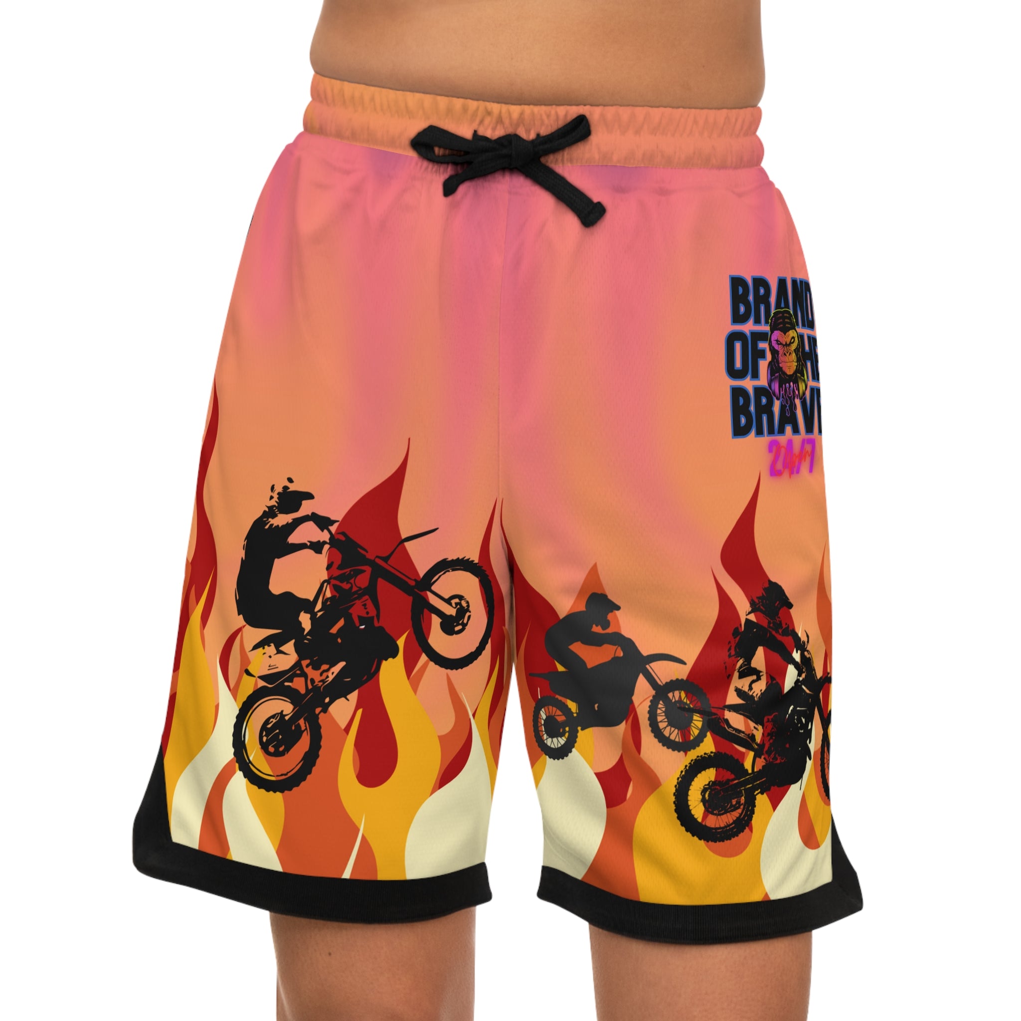 Brand Of The Brave Fire Flame Kindle Auburn 1.0 - Basketball Rib Shorts (AOP)