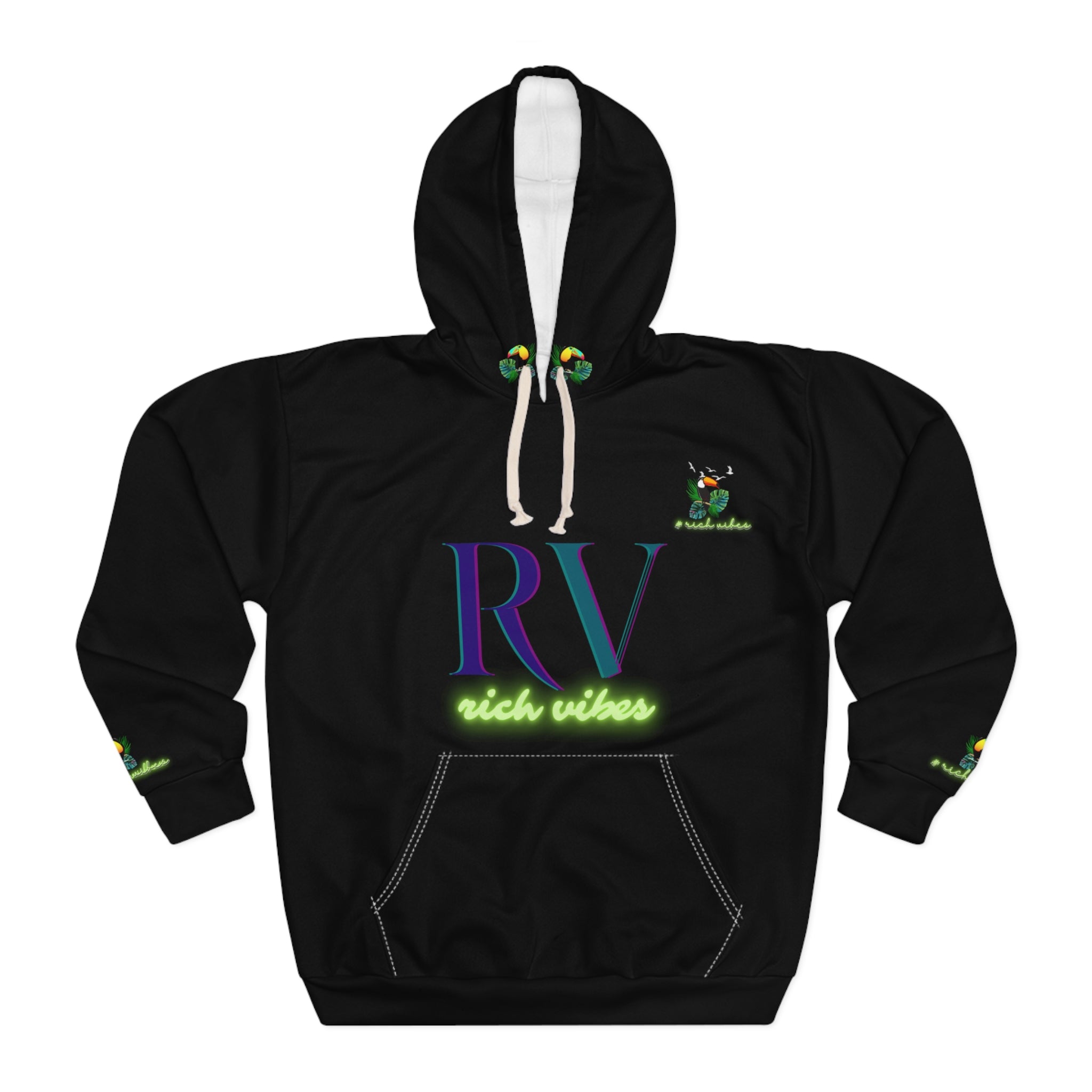 Rich Vibes Black Volt RR Tropical Jungle Tiger 1.0 - Unisex Pullover Hoodie (AOP)