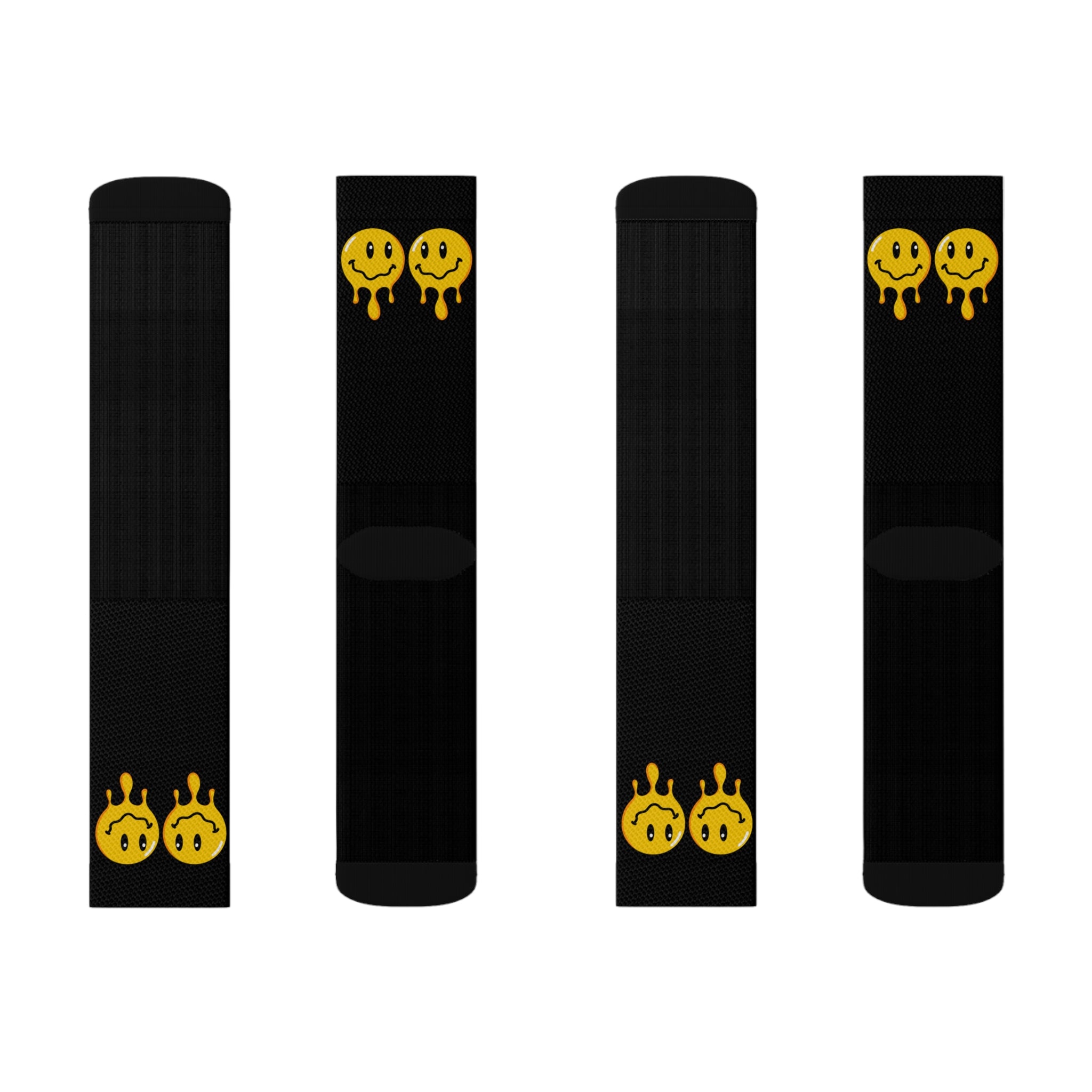 Rich Drip Drippy Smiley Face - Sublimation Socks Black