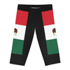 Vineyard Vibes Mexican Flag Beach Vibes 1.0 - Women's Capri Leggings (AOP)Black