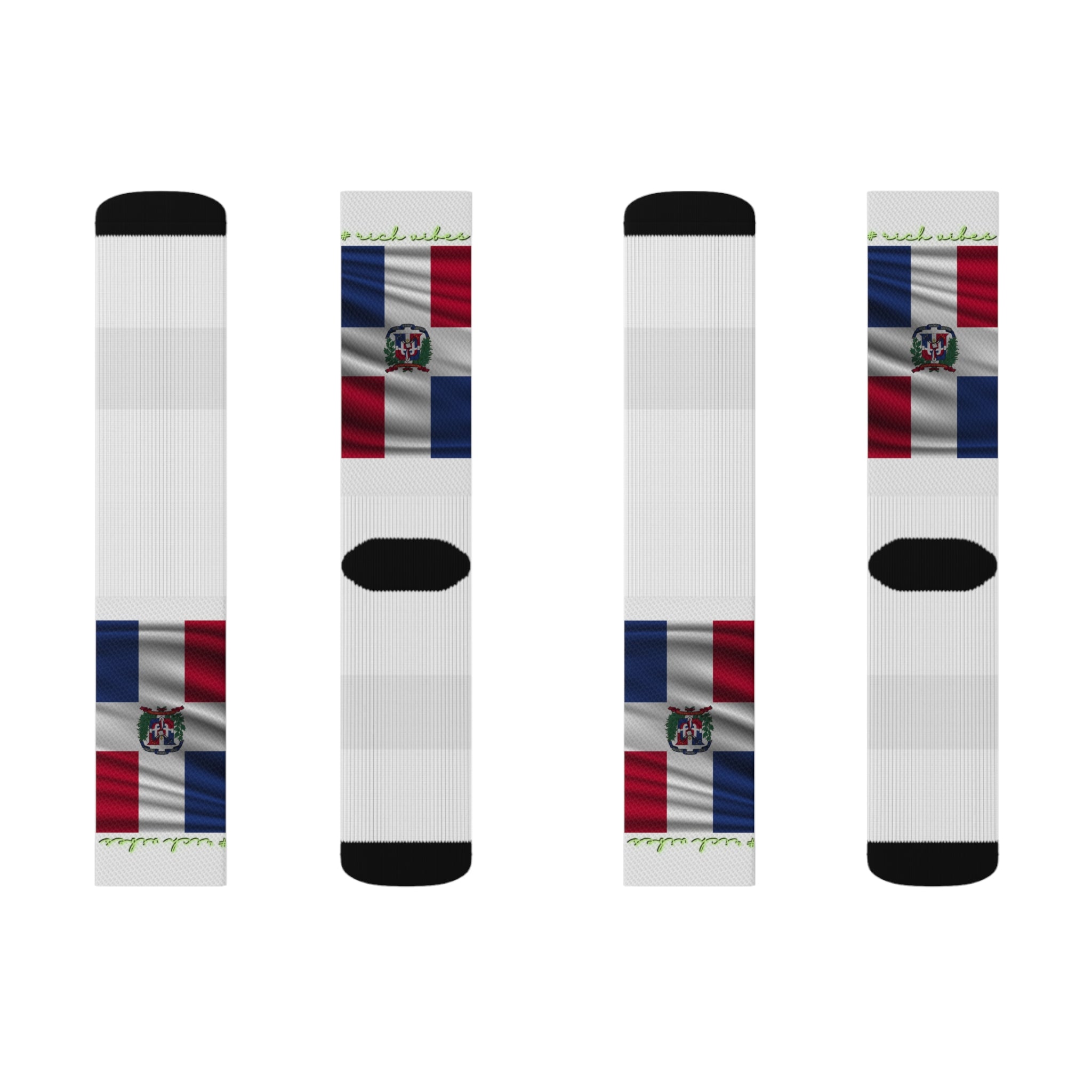 Rich Vibes Volt Dominican Republic Flag White - Sublimation Socks