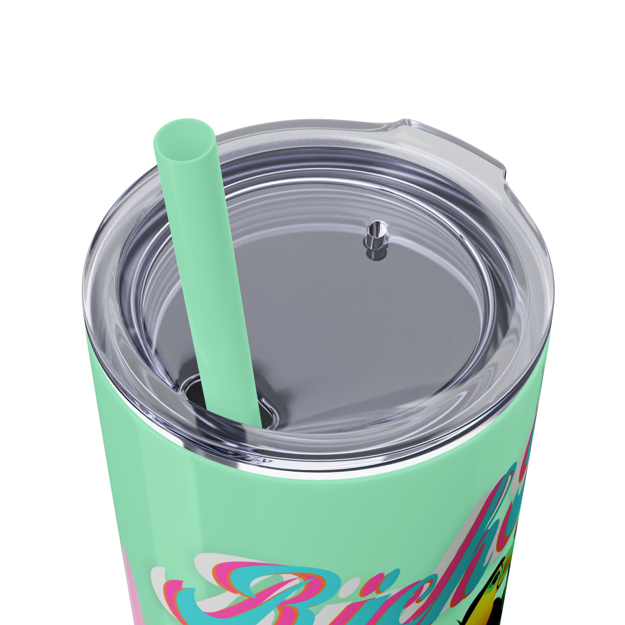 Rich Drip Tropical Pink Palm Tree - Skinny Tumbler with Straw, 20oz