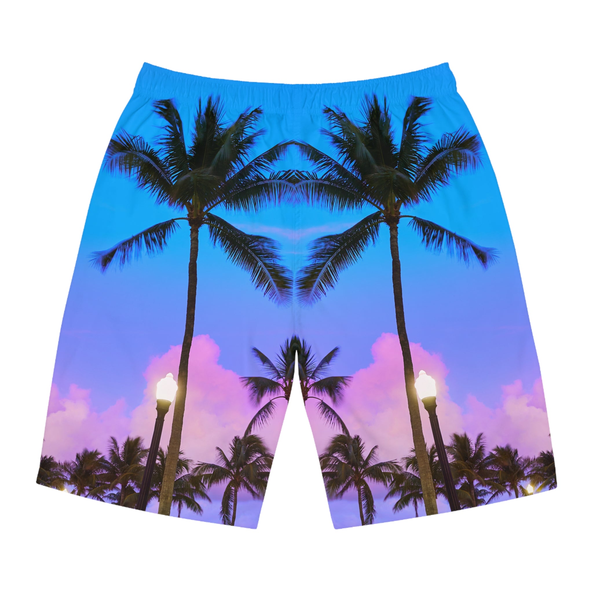 Rich Vibes RR Purple Sunset Volt Tiger Shield 1.0 - Men's Board Shorts (AOP)