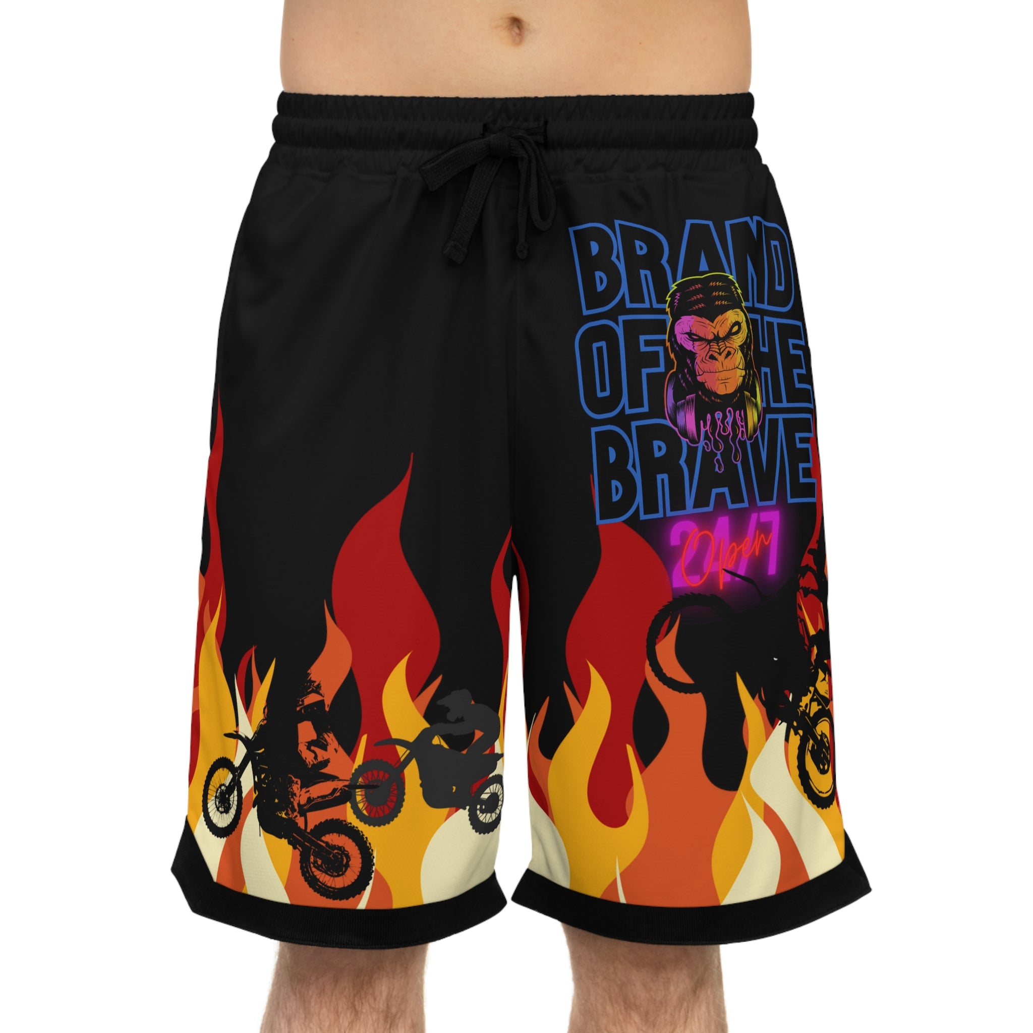 Brand Of The Brave Fire Flame Kindle Black 1.0  - Basketball Rib Shorts (AOP)