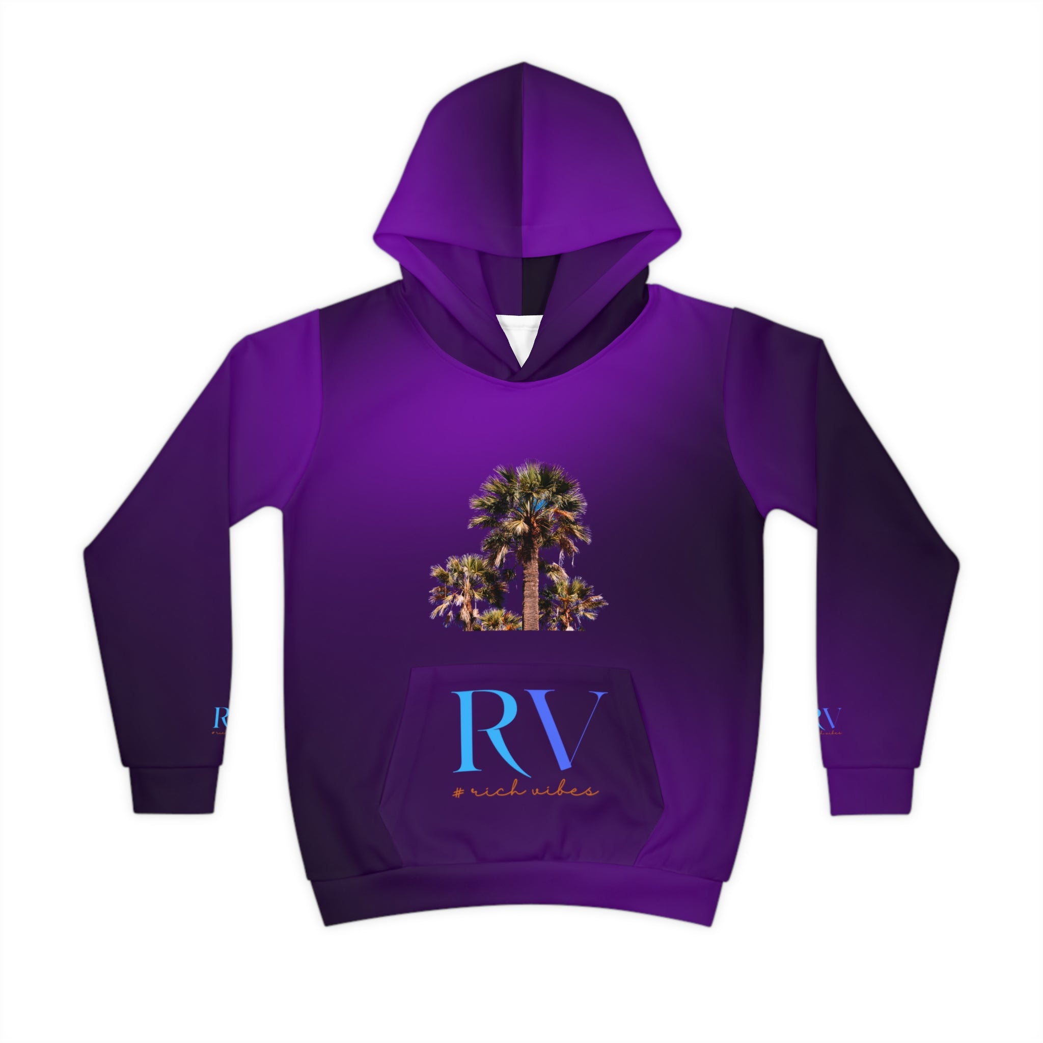 Rich Vibes Follow Your Dreams RV Color Palm Tree Royal Purple - Children's Hoodie (AOP)