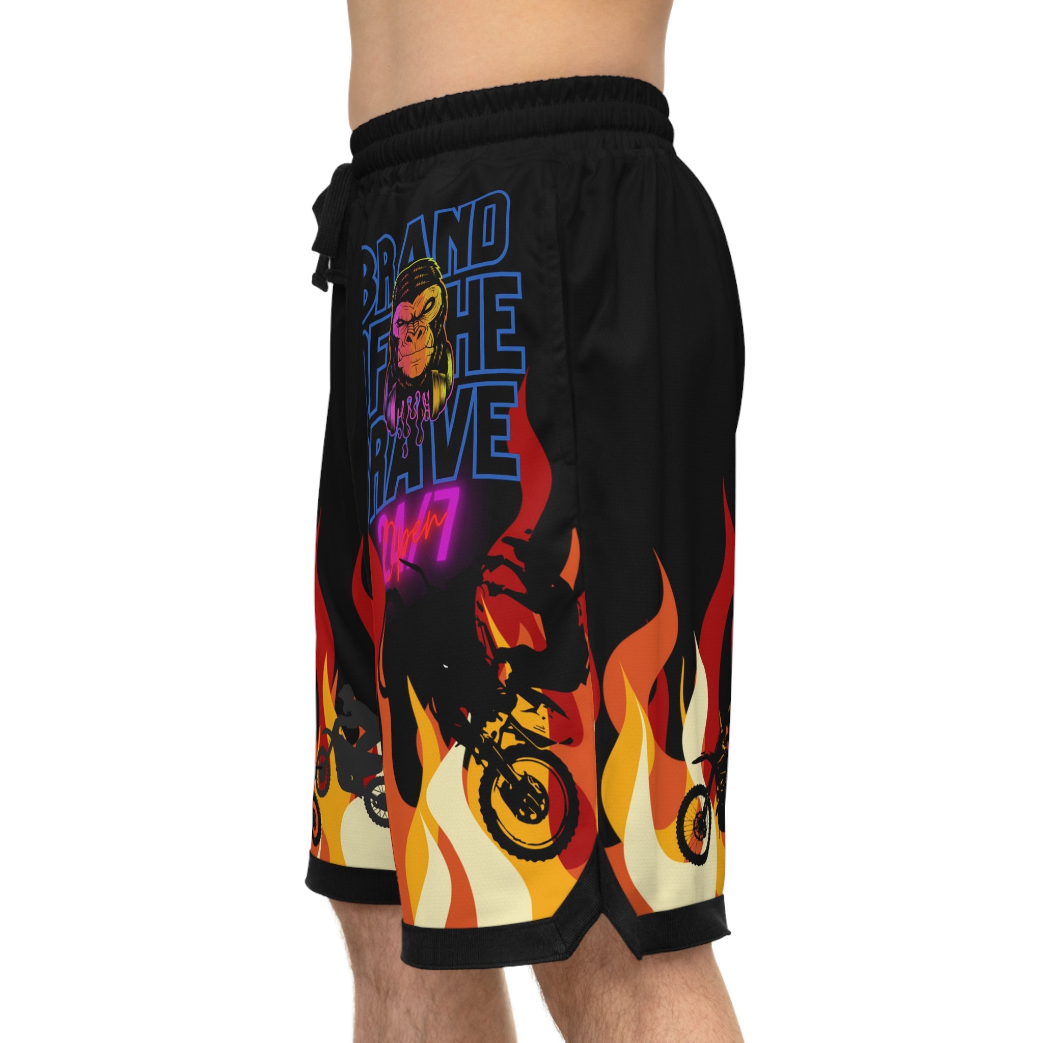 Brand Of The Brave Fire Flame Kindle Black 1.0  - Basketball Rib Shorts (AOP)