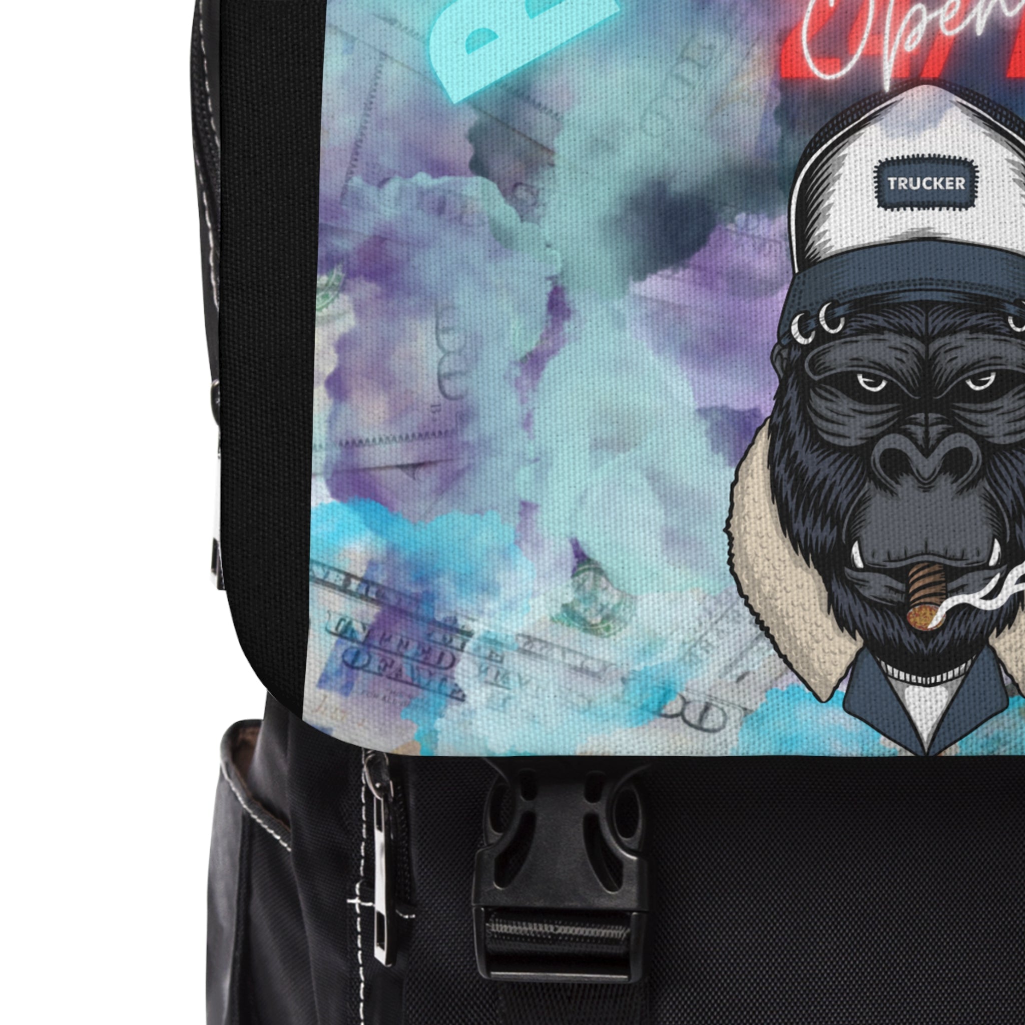 Rich Vibes Brand Of The Brave Apes Blue Faces Open 24/7 - Unisex Casual Shoulder Backpack
