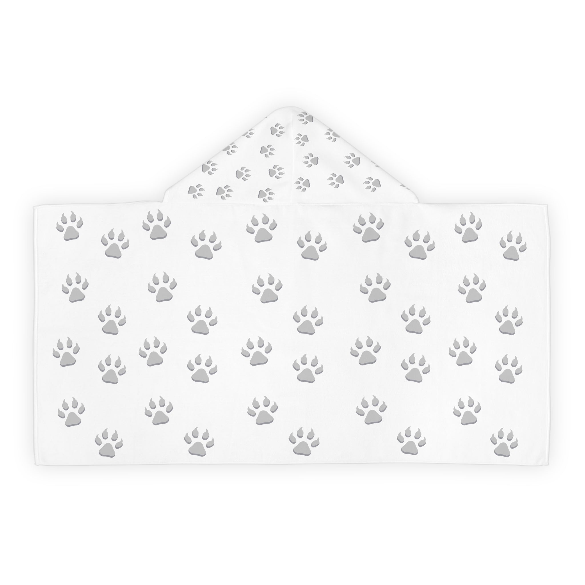 Tiger Cub Paw Print - Youth Hooded Towel (White)