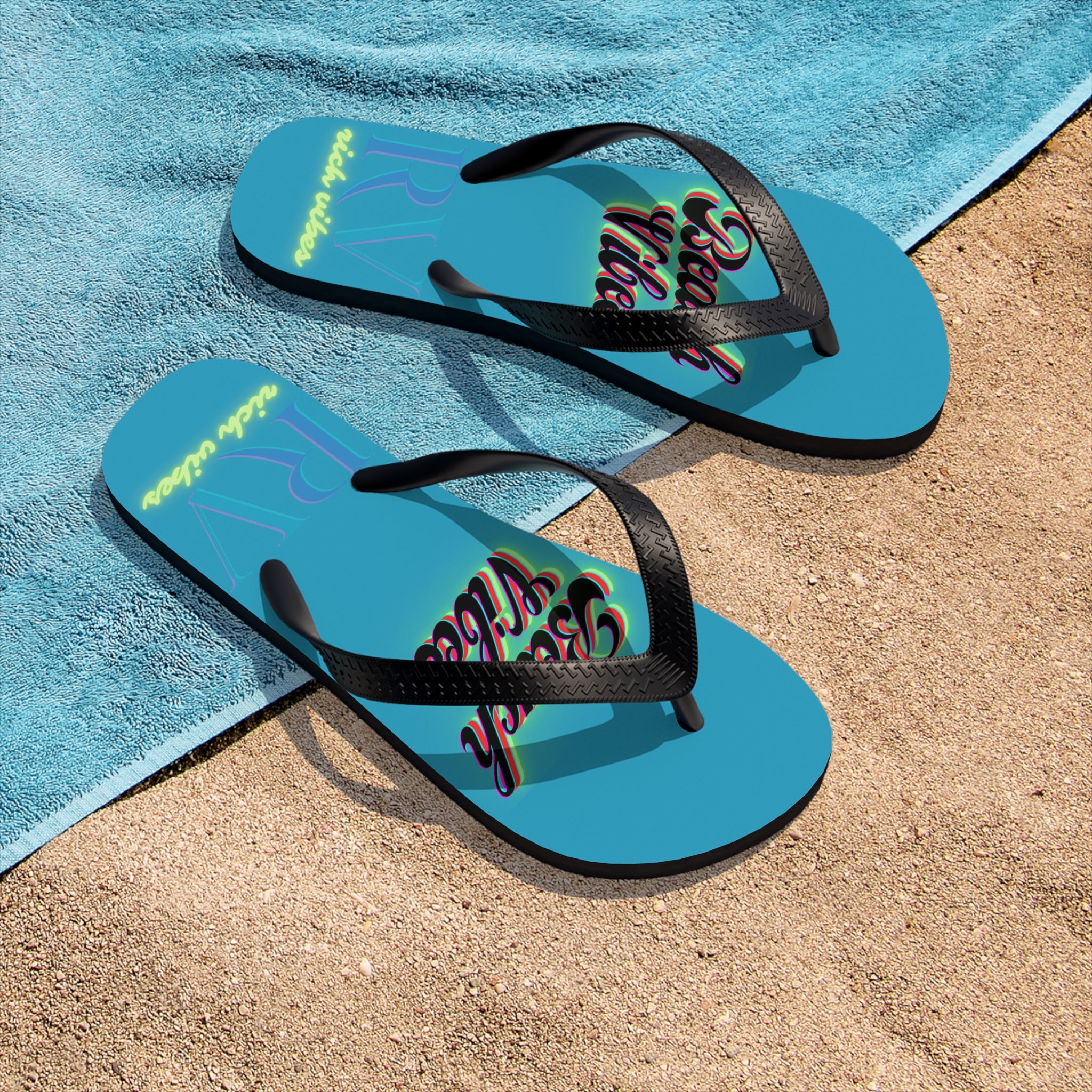 Rich Vibes RV Neon Beach Vibes - Unisex Flip-Flops - S