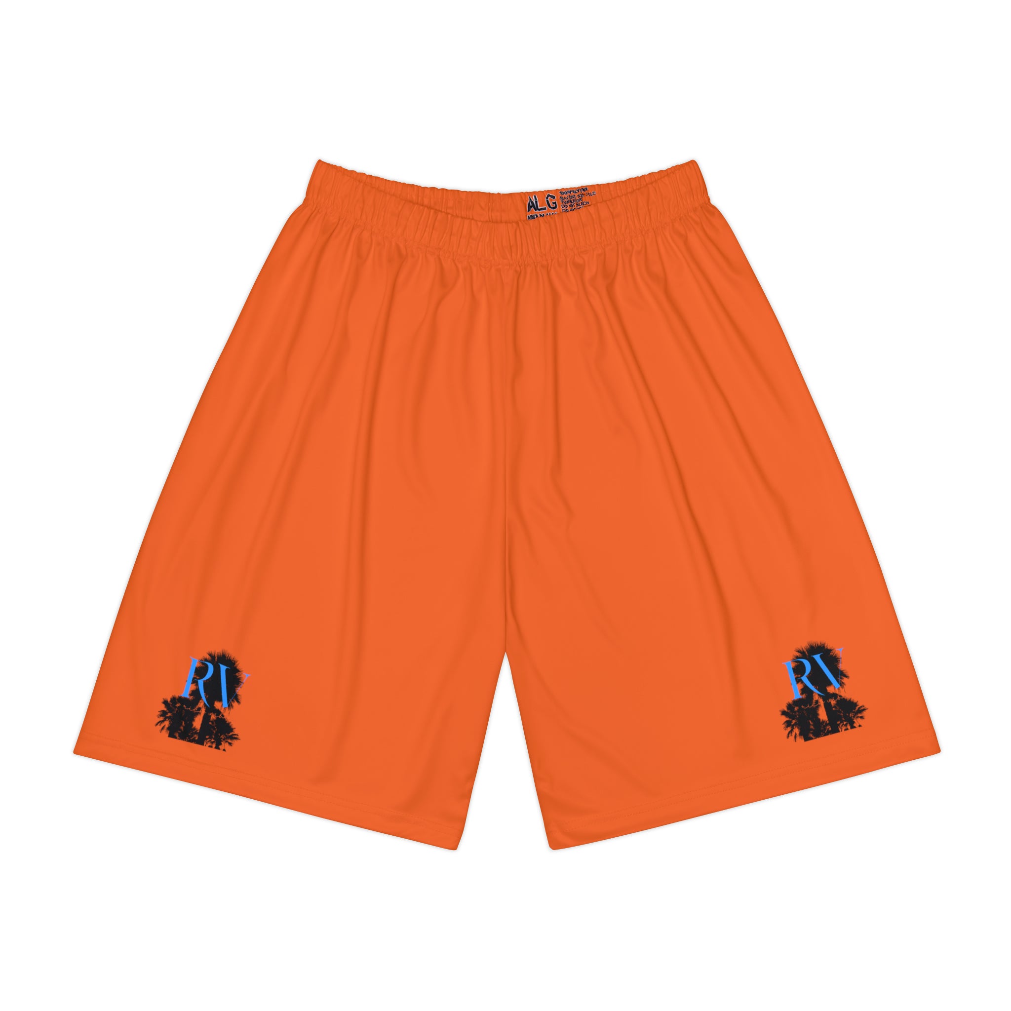 Rich Vibes RV Palm Tree Silhouette Men’s Sports Shorts (AOP) Orange