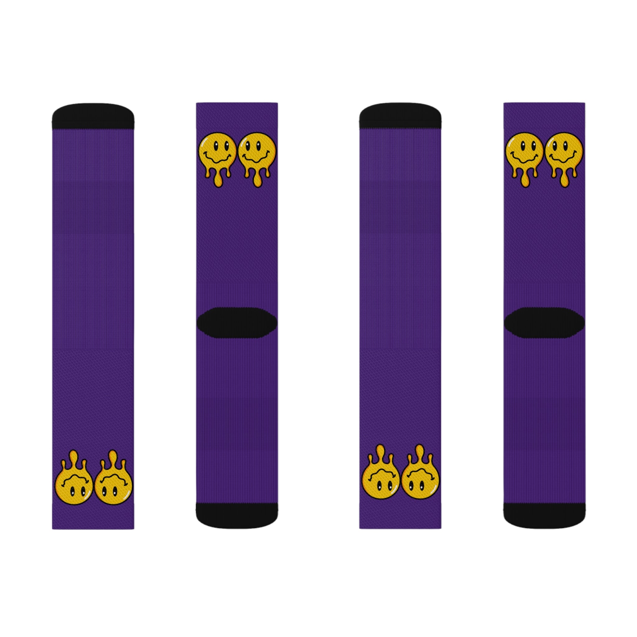 Rich Drip Drippy Smiley Faces - Sublimation Socks Purple