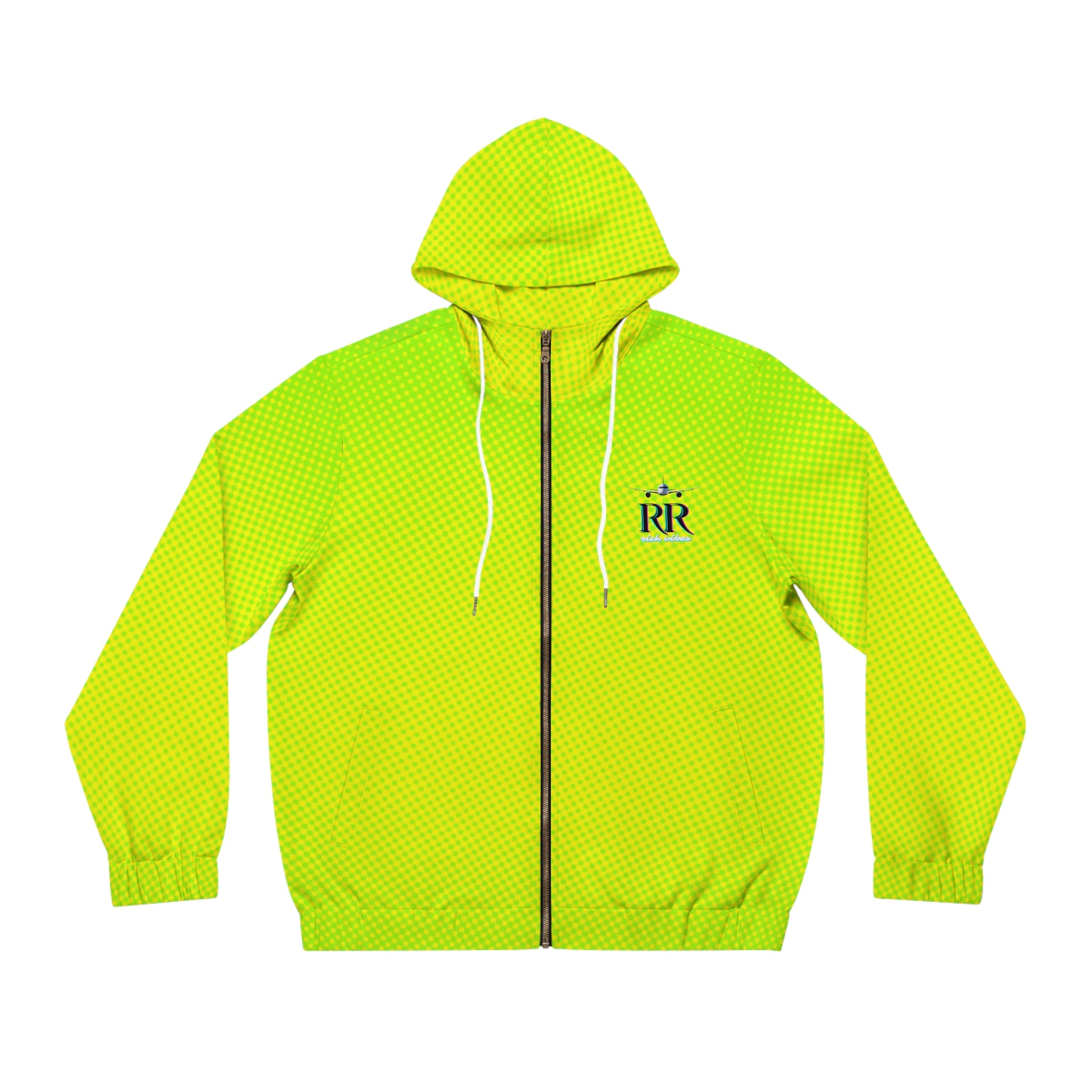Rich Vibes RR Volt Green Tropical Beach Bird 1.5 - Men's Full-Zip Hoodie (AOP)