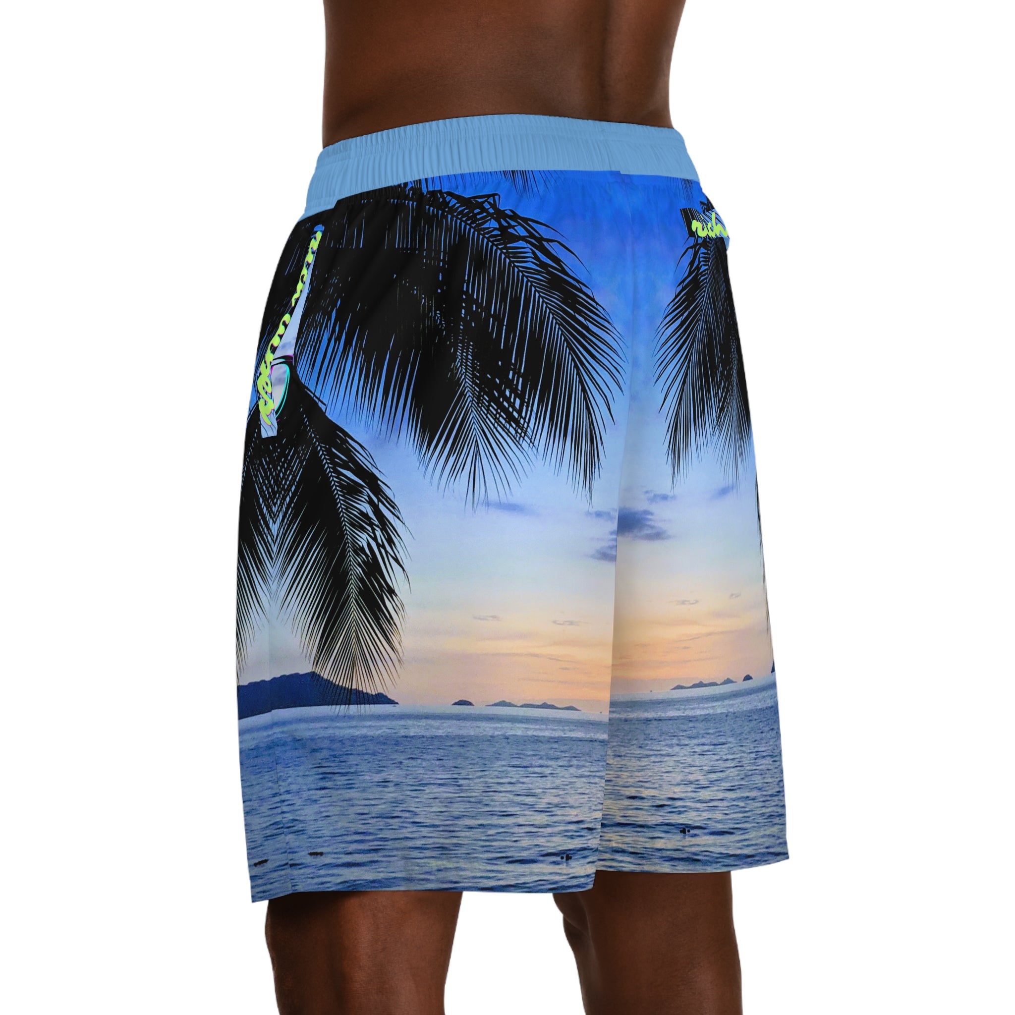Rich Vibes Volt Blue Sky Sunset - Men's Jogger Shorts (AOP)Light Blue