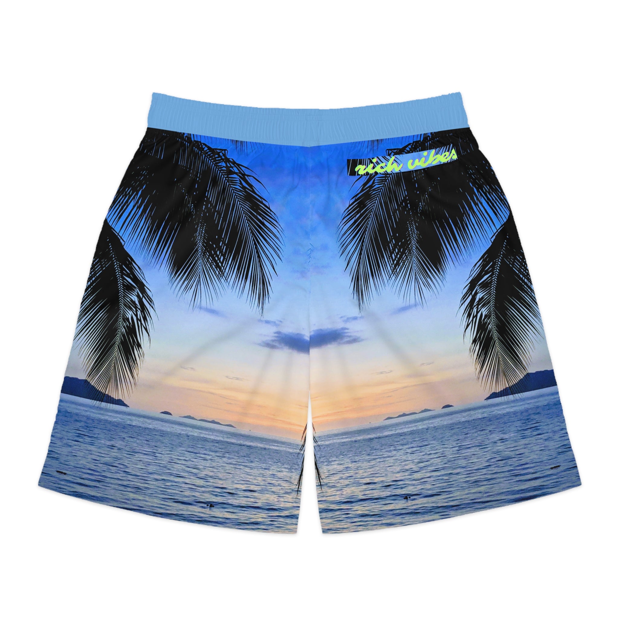 Rich Vibes Volt Blue Sky Sunset - Men's Jogger Shorts (AOP)Light Blue