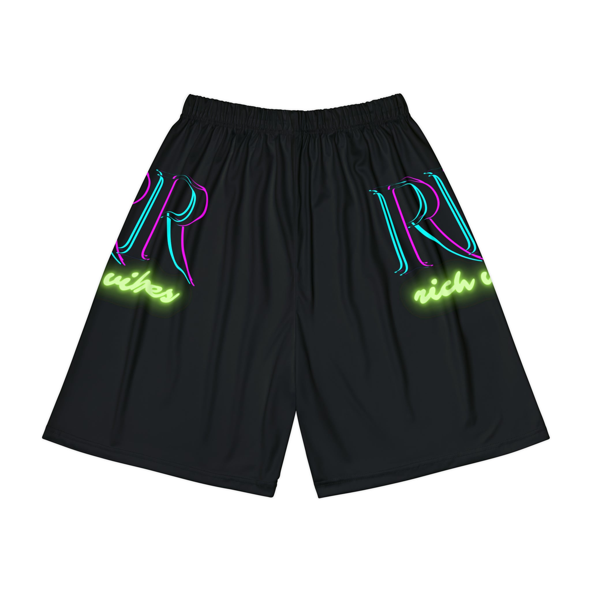 Rich Vibes RR RV Palm Tree Silhouette - Men’s Sports Shorts (AOP) Black