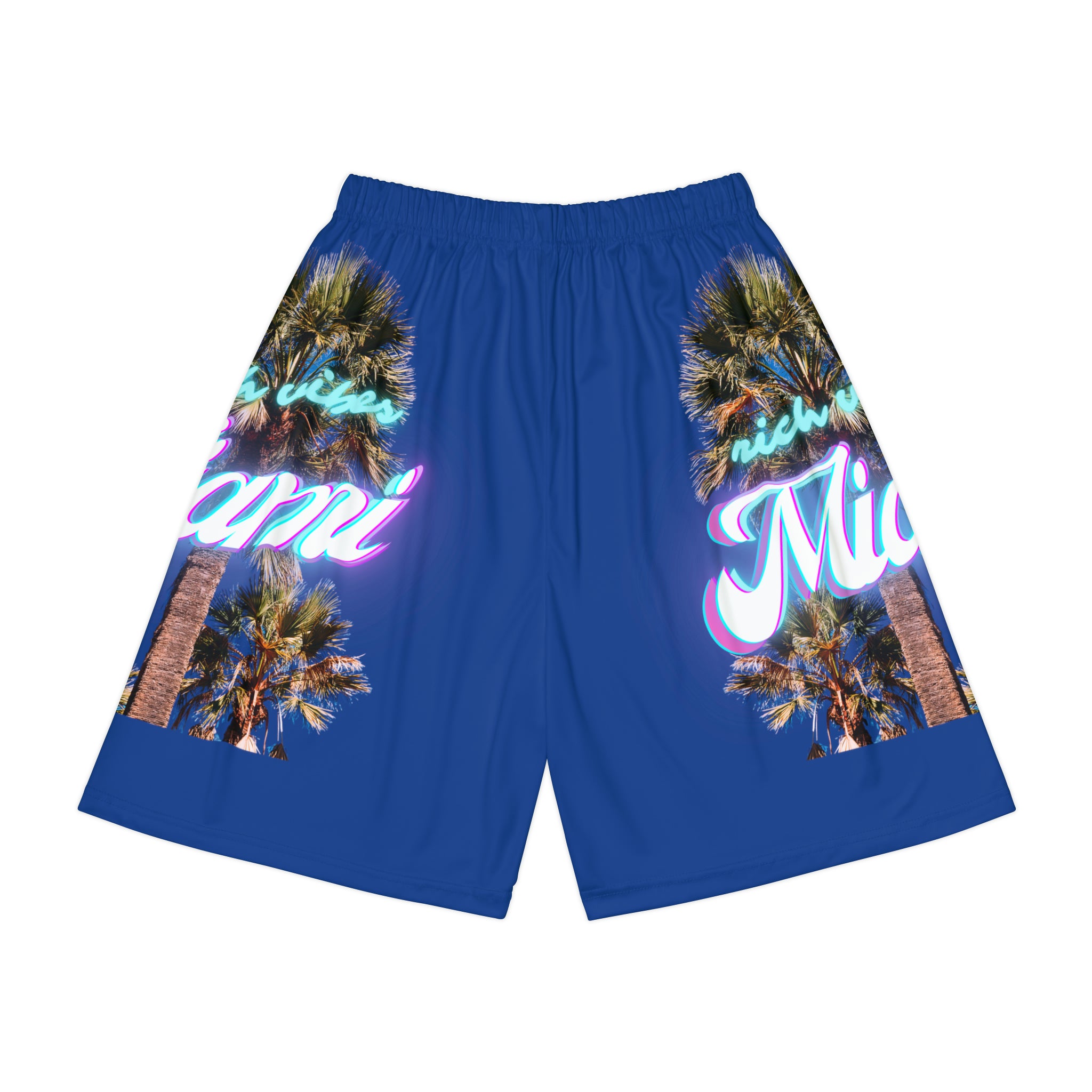 RV Rich Drip Miami Palm Tree Silhouette - Men’s Sports Shorts (AOP) Royal Blue