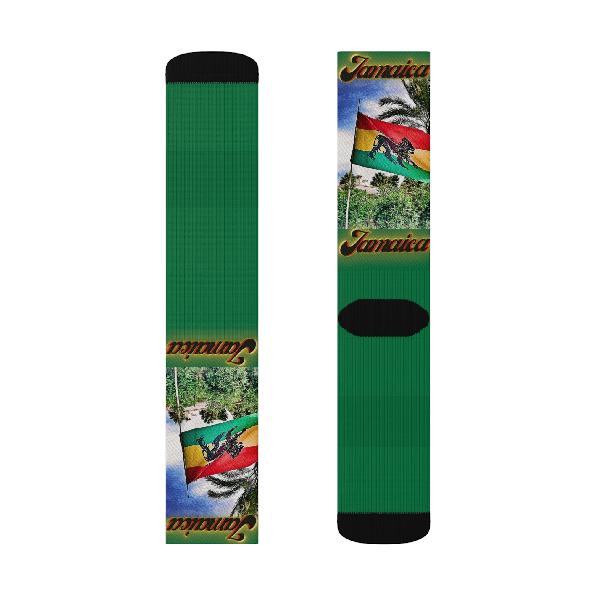 Lion Of Judah Jamaica Flag - Green Sublimation Socks