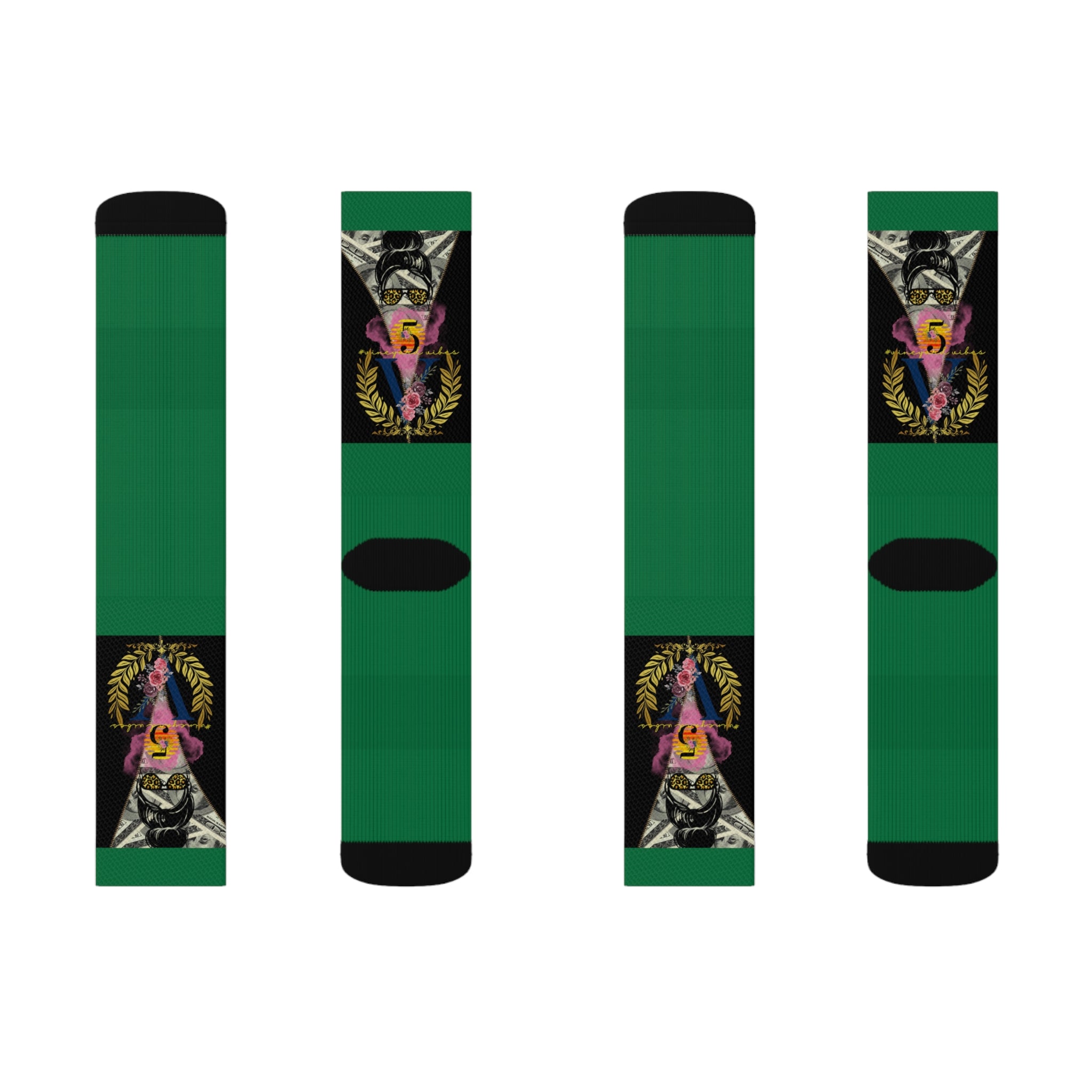 Vineyard Vibes V5 Vibes Colab Dark Green - Sublimation Socks
