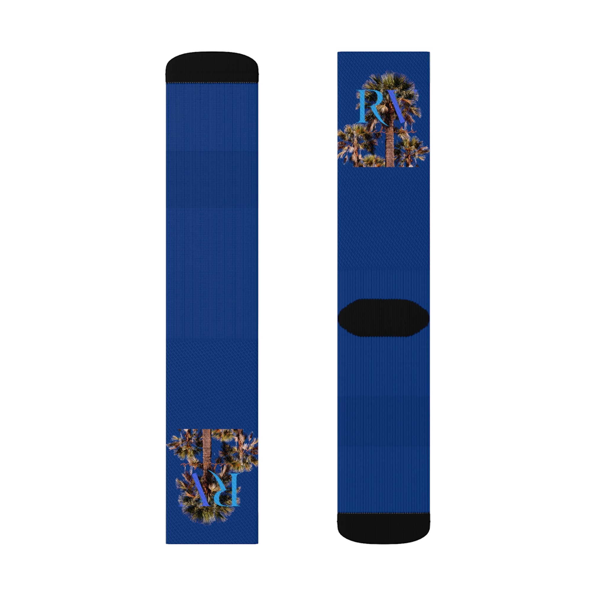 Rich Vibes RV Palm Tree Logo Dark Blue - Sublimation Socks