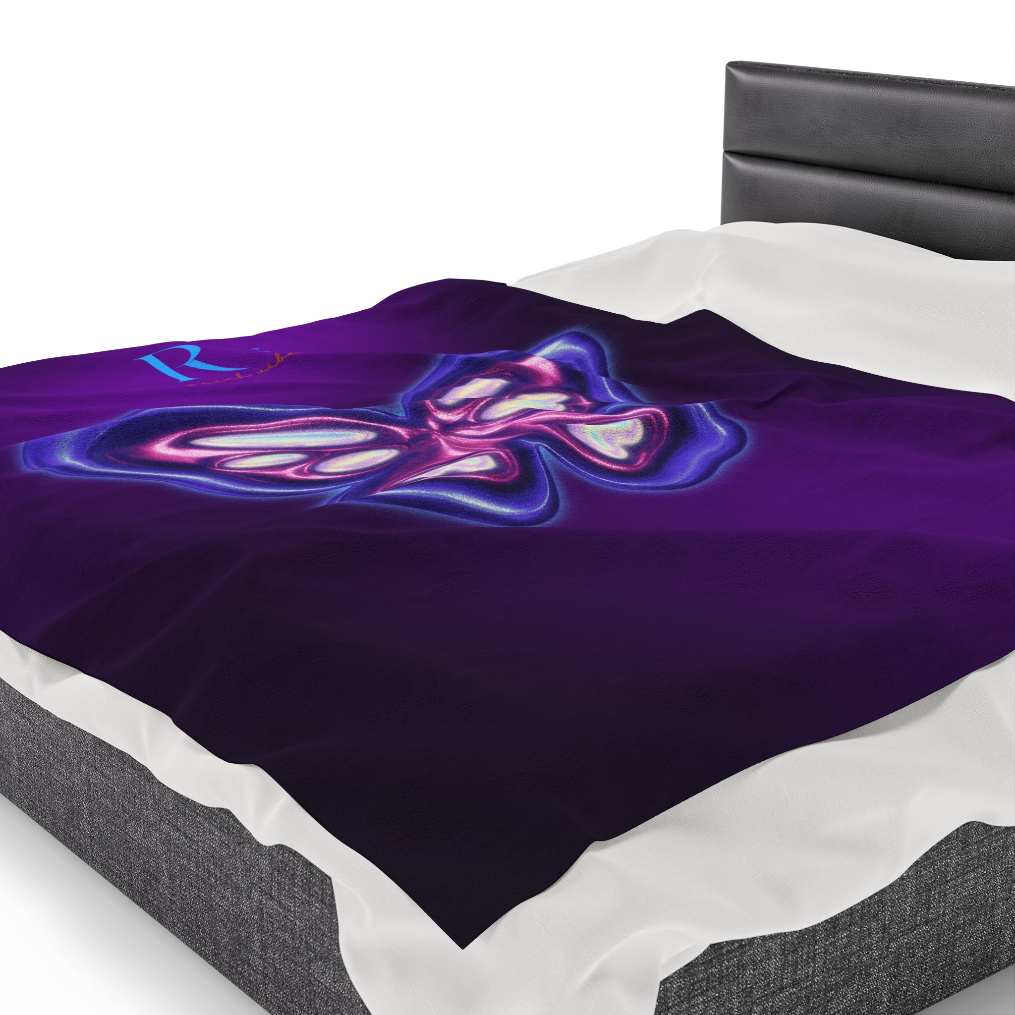 RV Rich Vibes Purple ButterFly  - Velveteen Plush Blanket
