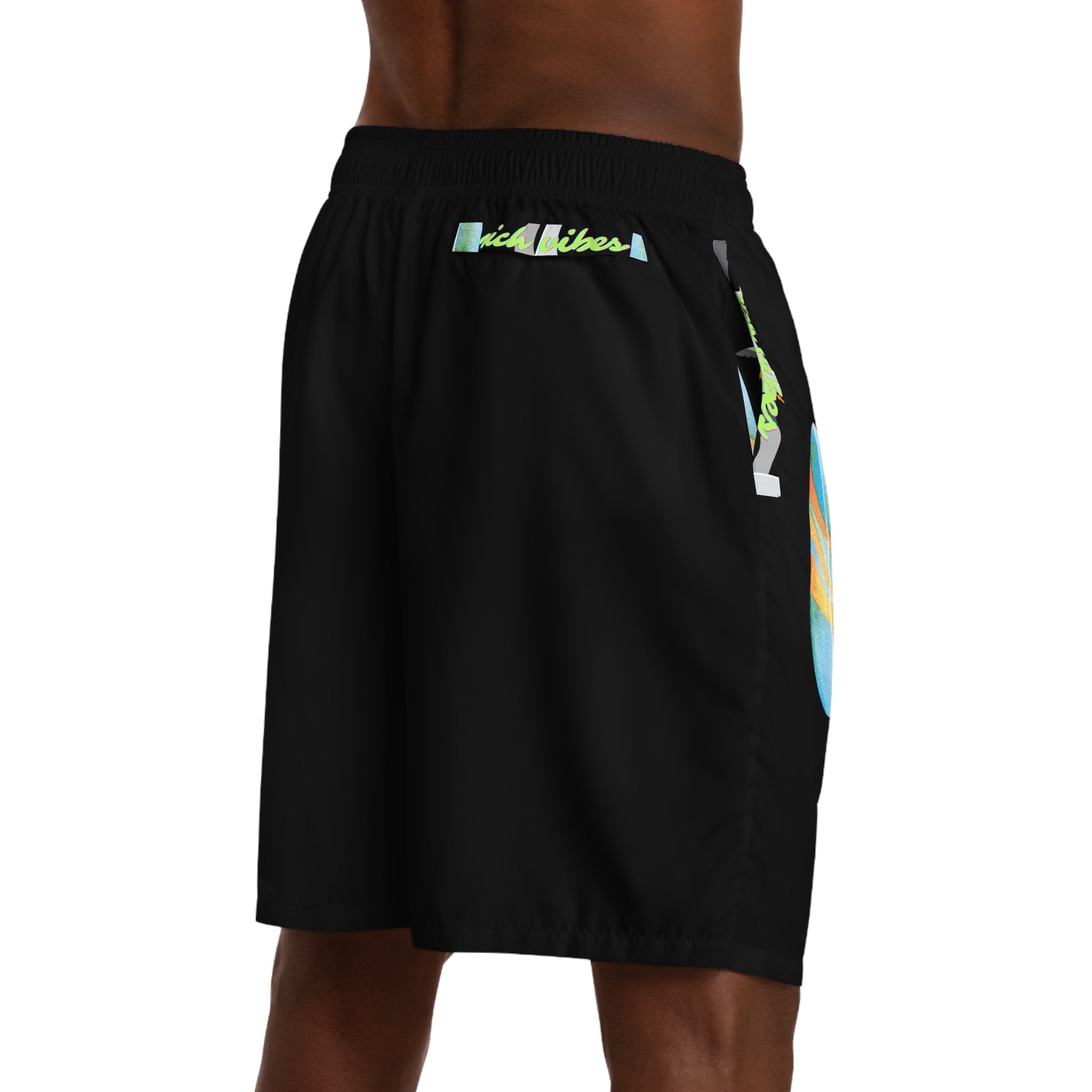 Rich Vibes Volt Seagull Blue Stripe Surf Board - Men's Jogger Shorts (AOP)Black