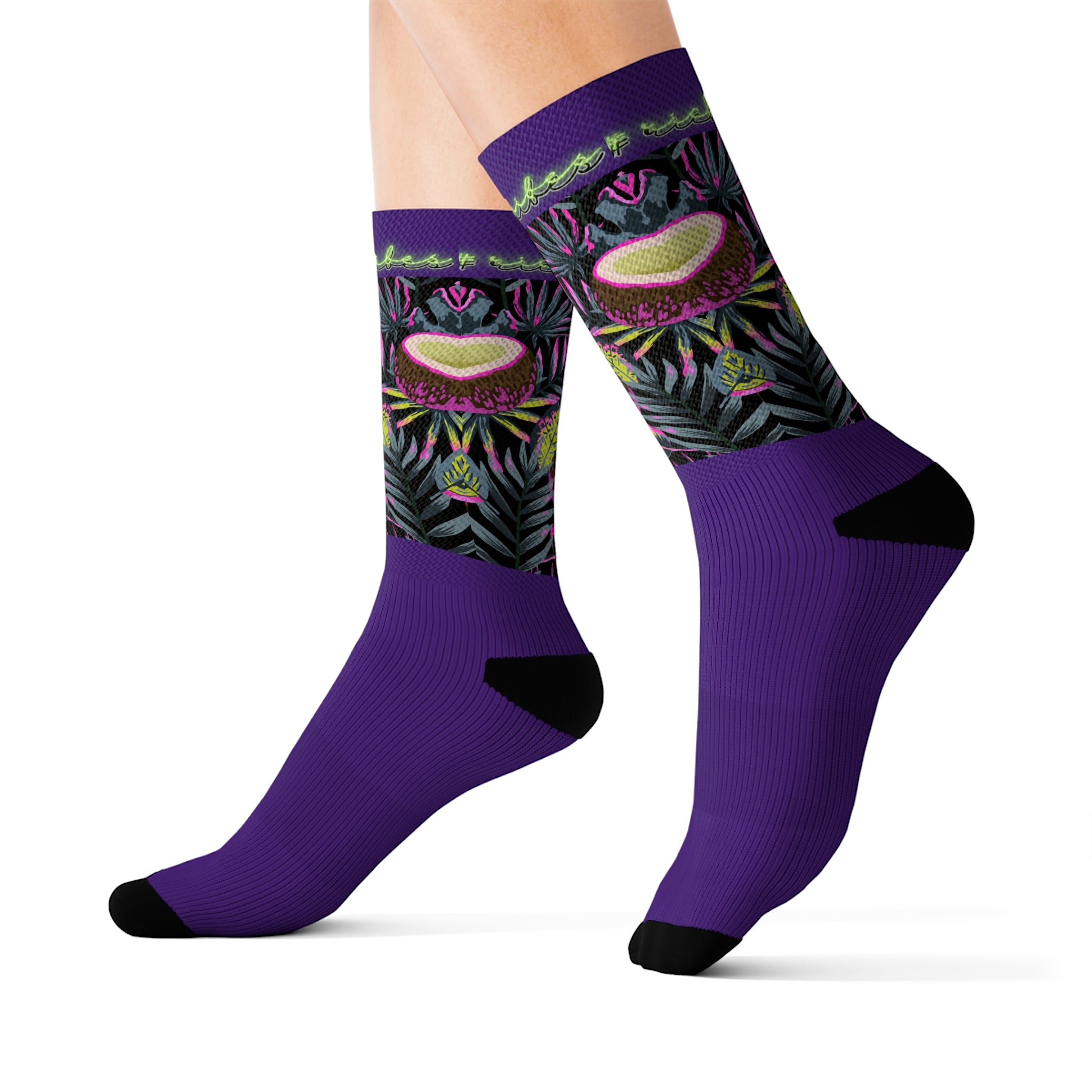 Rich Vibes Volt Tropical Coconut Purple - Sublimation Socks
