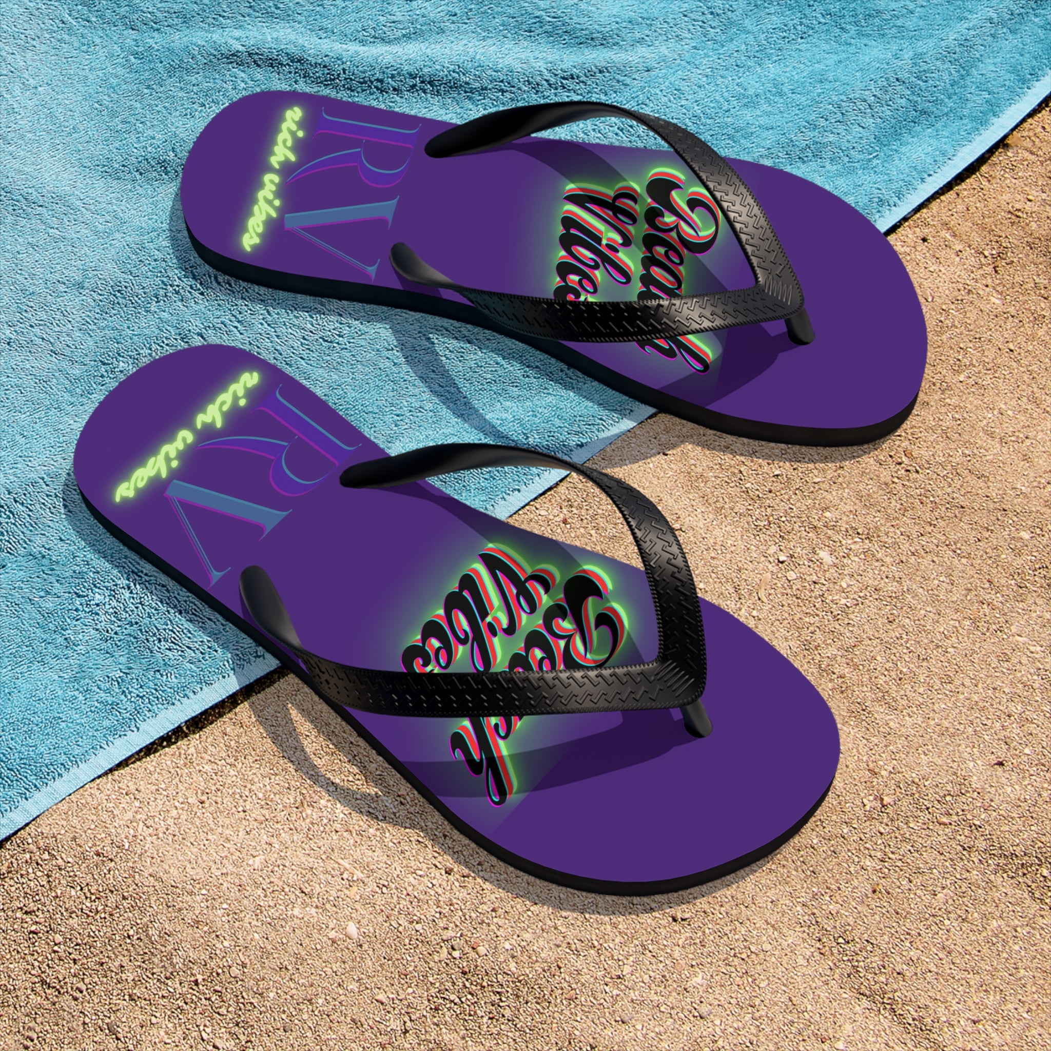 Rich Vibes RV Neon Beach Vibes - Unisex Flip-Flops - M