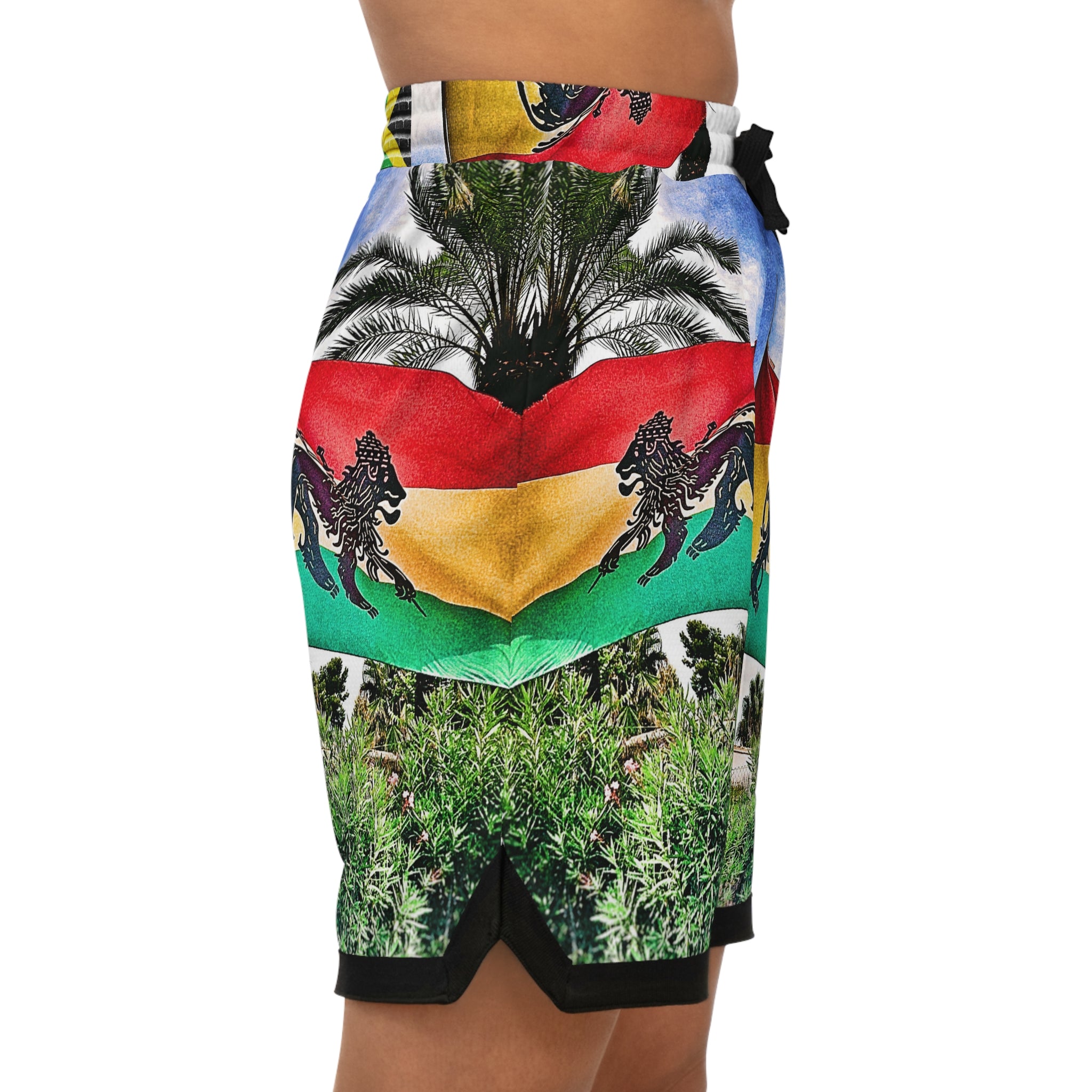 Lion of Judah Jamaica Flag - Basketball Rib Shorts (AOP)