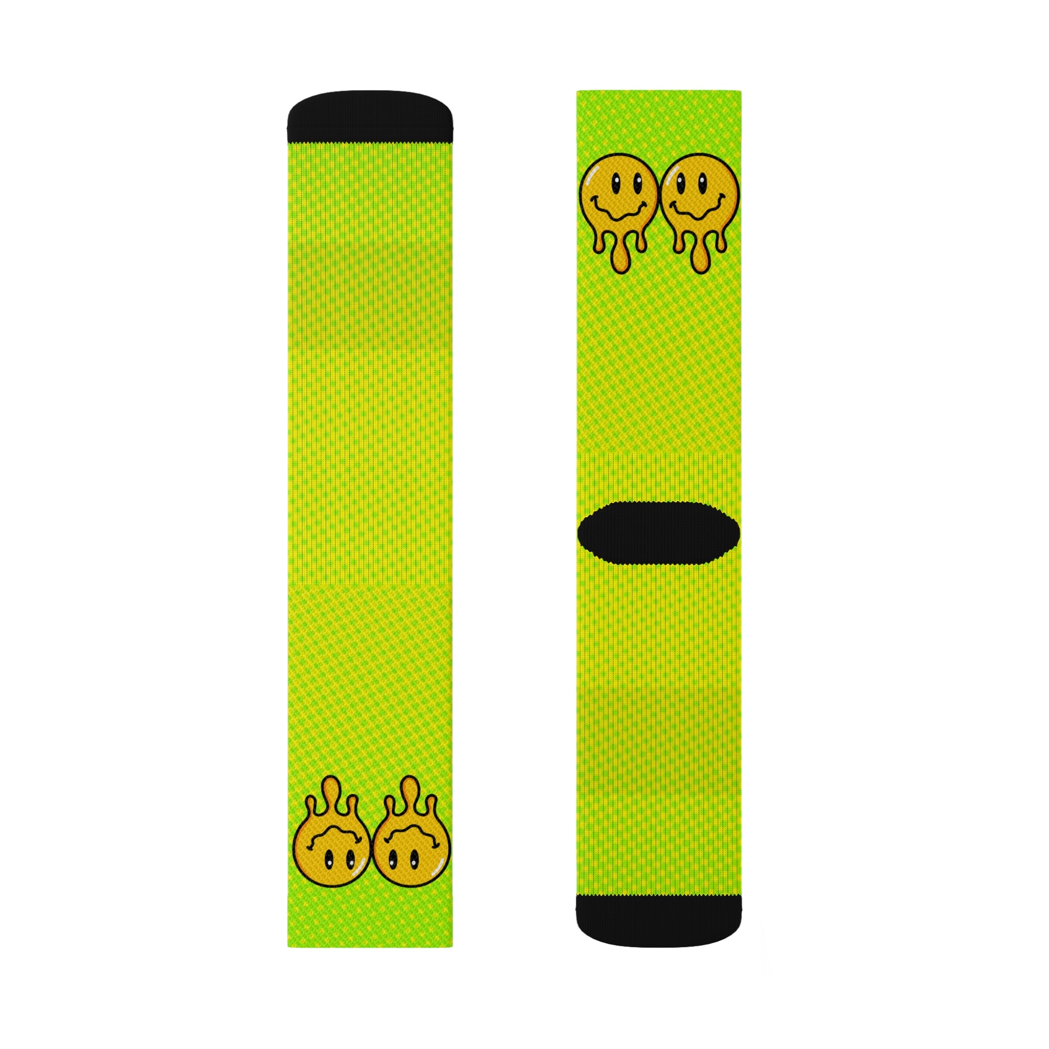 Rich Drip Volt Green Drippy Smiley Face - Sublimation Socks