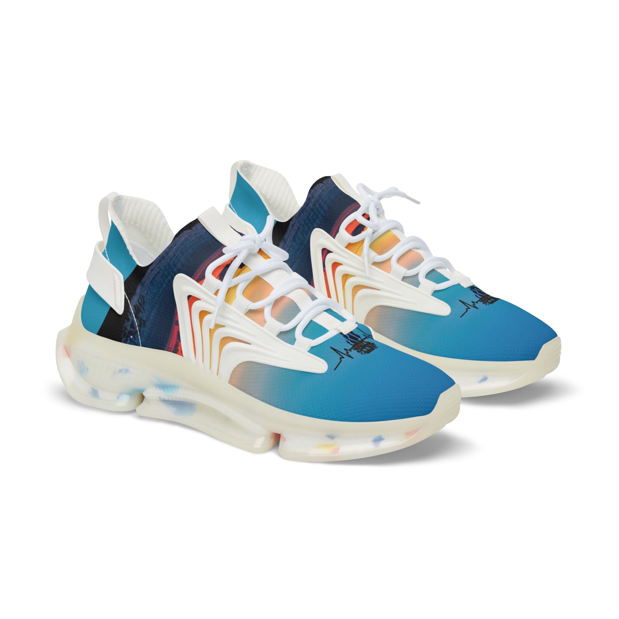 RV5 Black Turquoise Summer Sunset Beach - Men's Mesh Sneakers