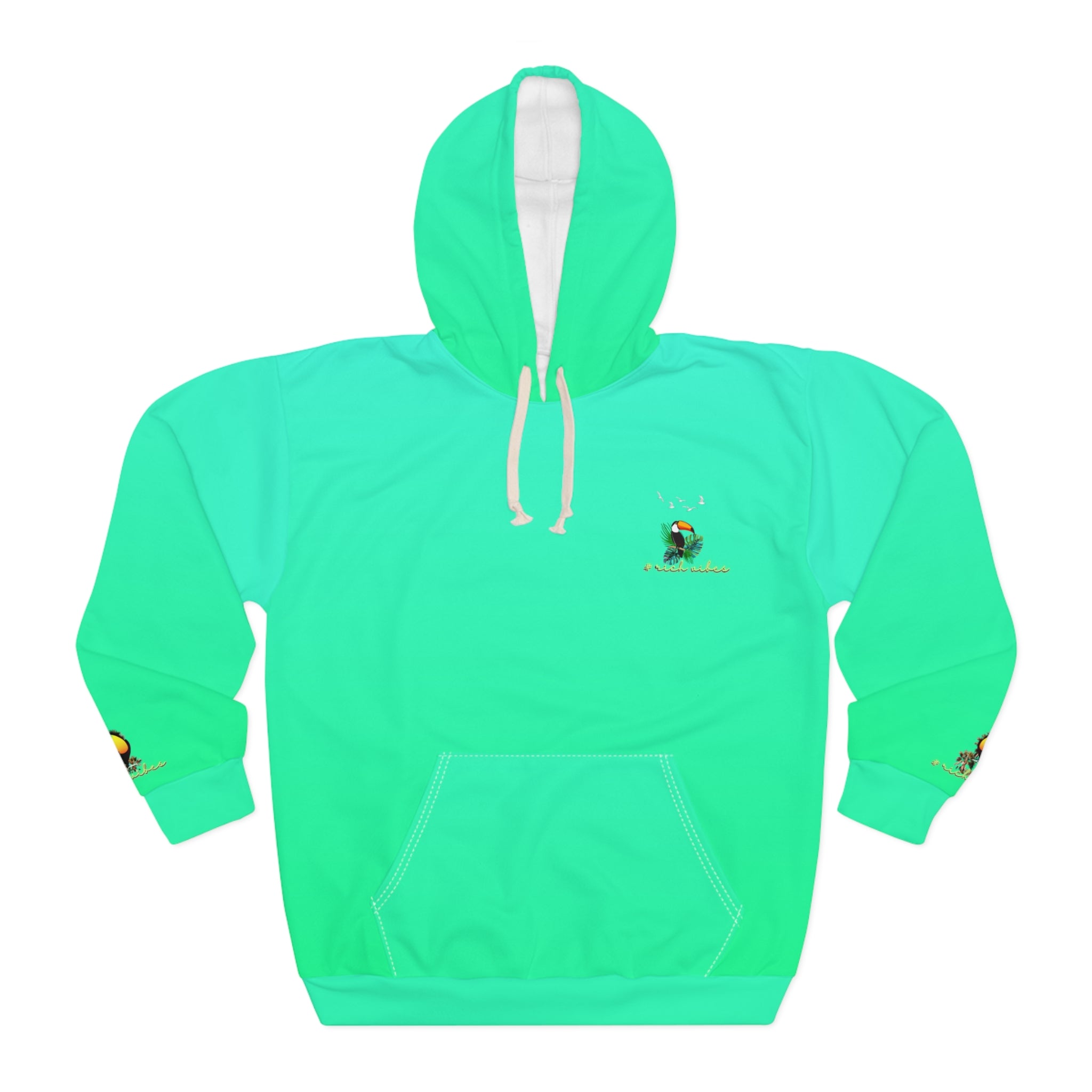Rich Vibes Neon Green Volt RR Tropical Jungle Tiger 1.0 - Unisex Pullover Hoodie (AOP)